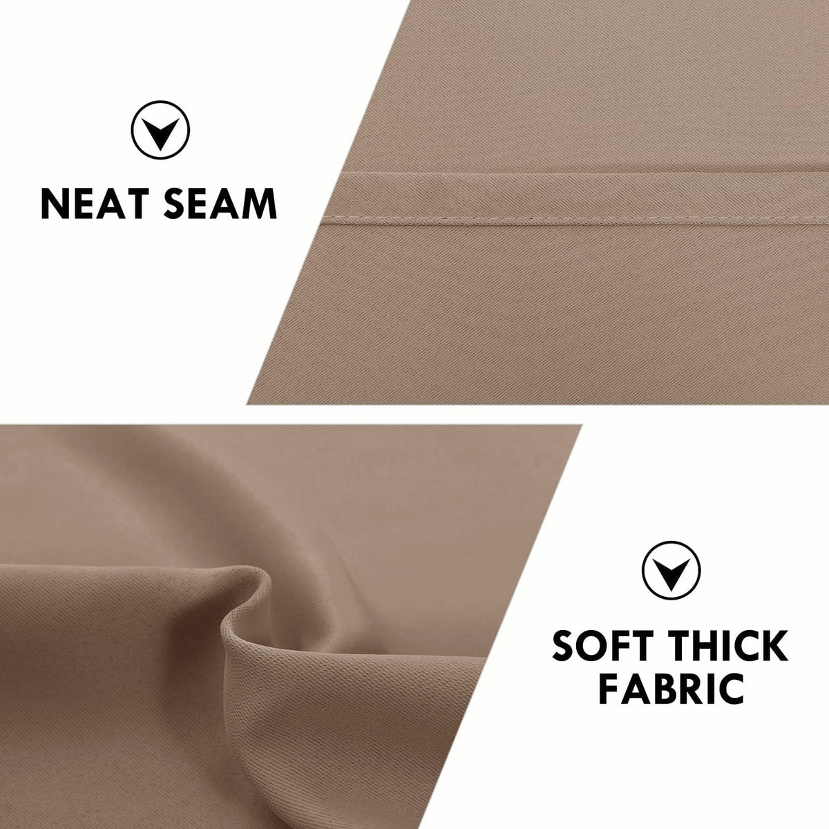 Wide Blackout Curtains for Bedroom Living Room 70 x 63 Inch Long Khaki