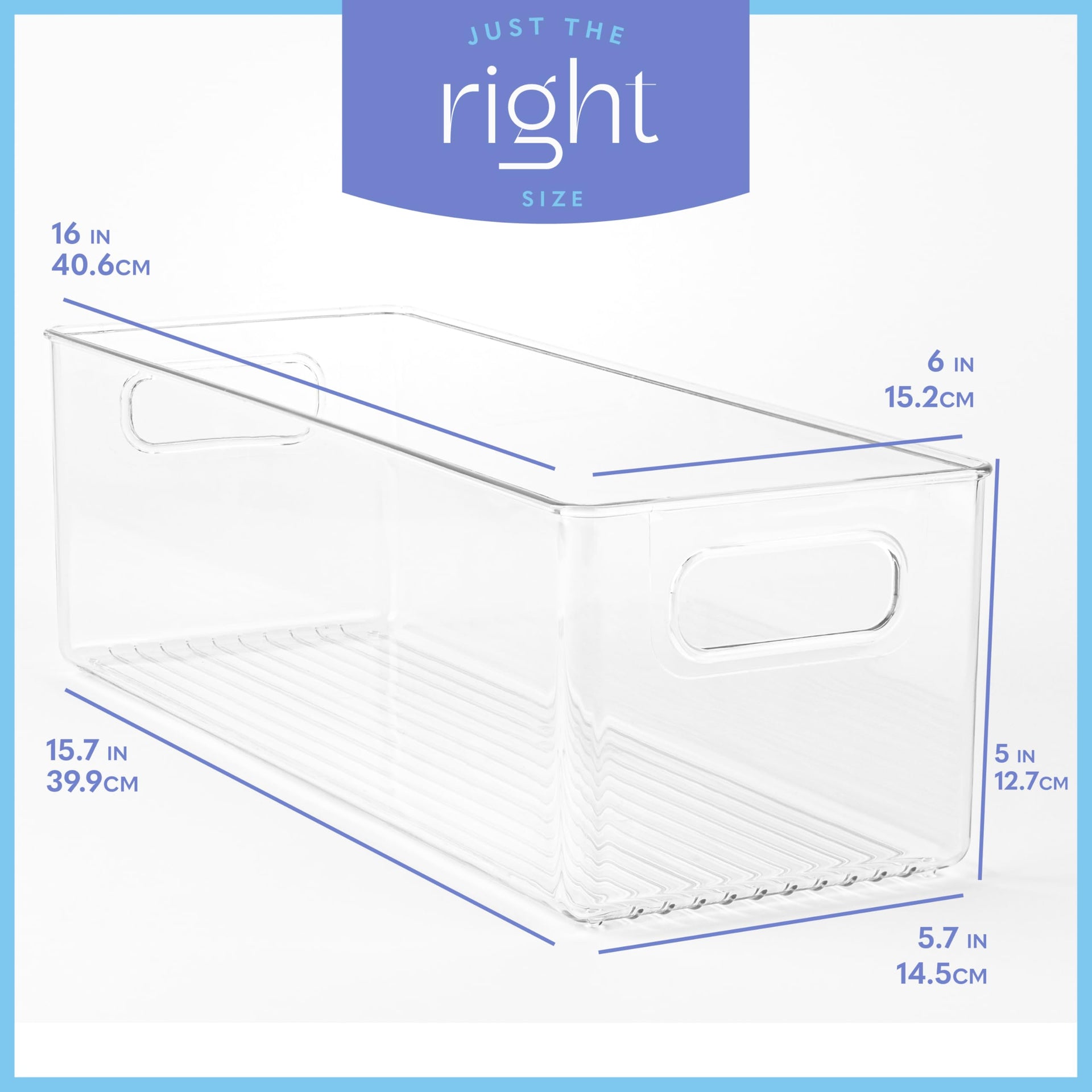 Plastic Food Storage Clear Container Bin with Handles for Organizing Kitchen