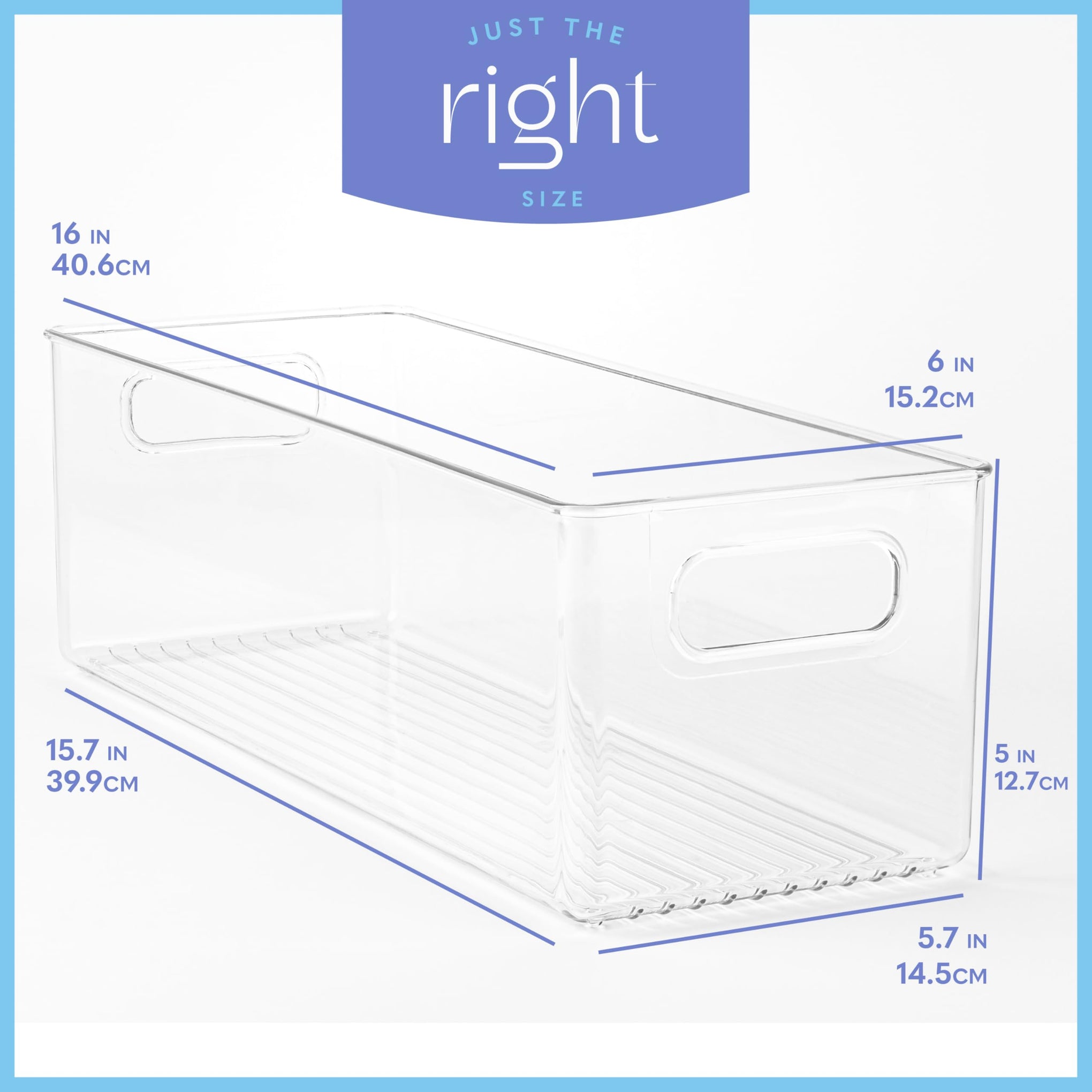 Plastic Food Storage Clear Container Bin with Handles for Organizing Kitchen