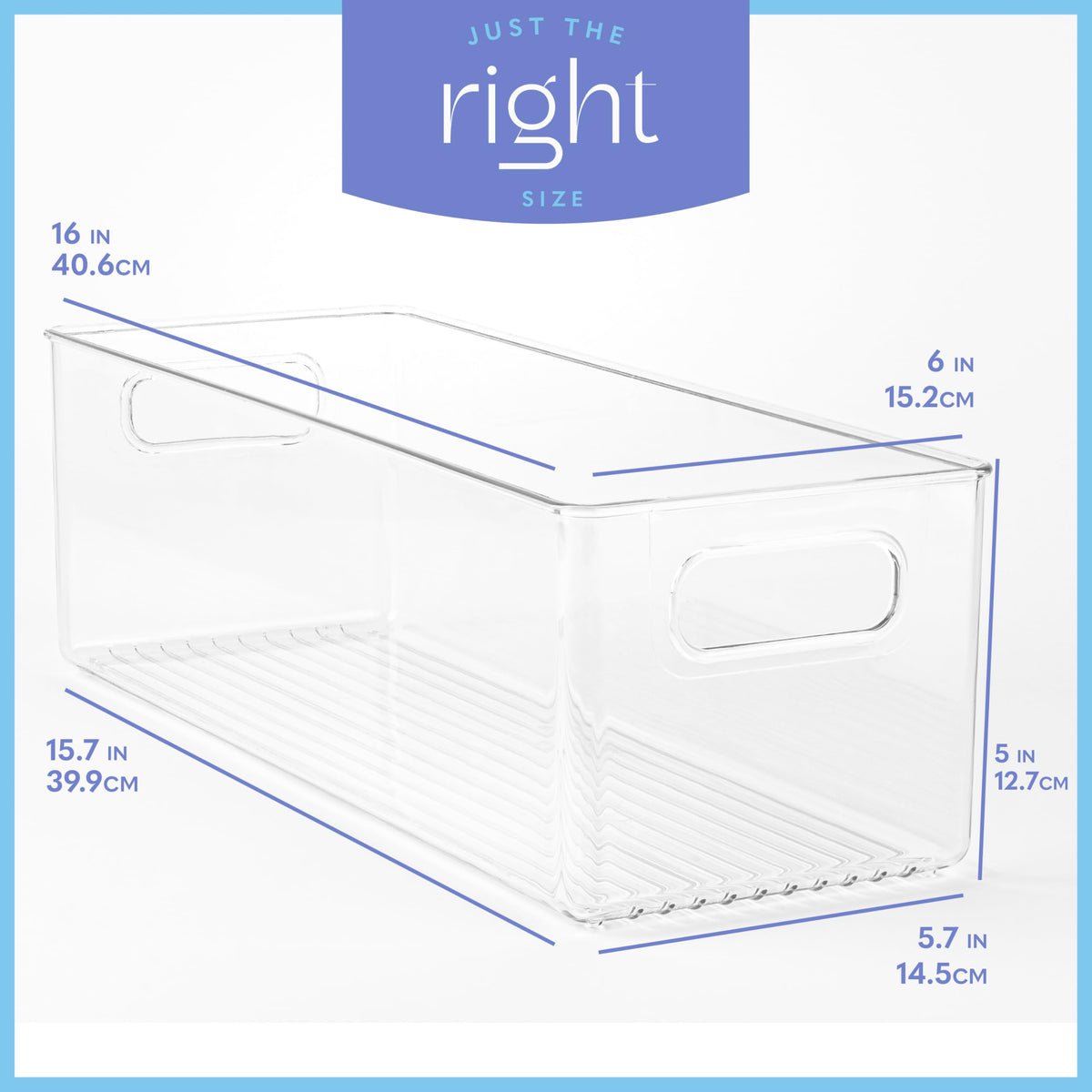 Plastic Food Storage 2 Pack Clear Container Bin with Handles for Organizing Kitchen (2 Count)