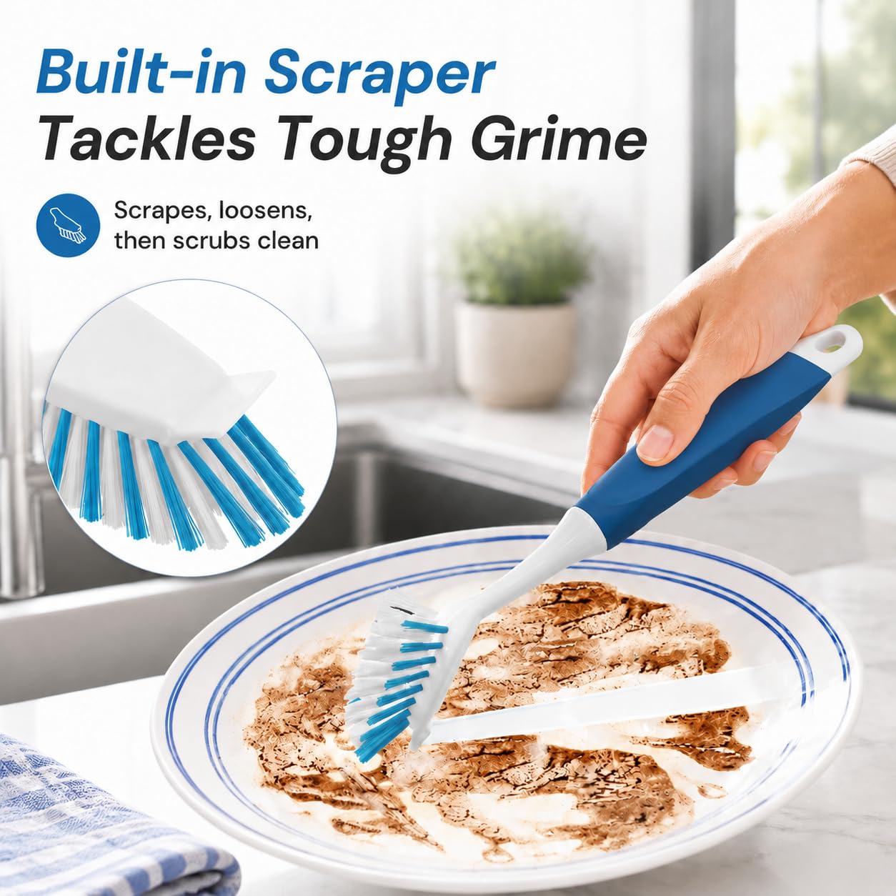 2 Pack Dish Brushes with Scraper (2 Count)
