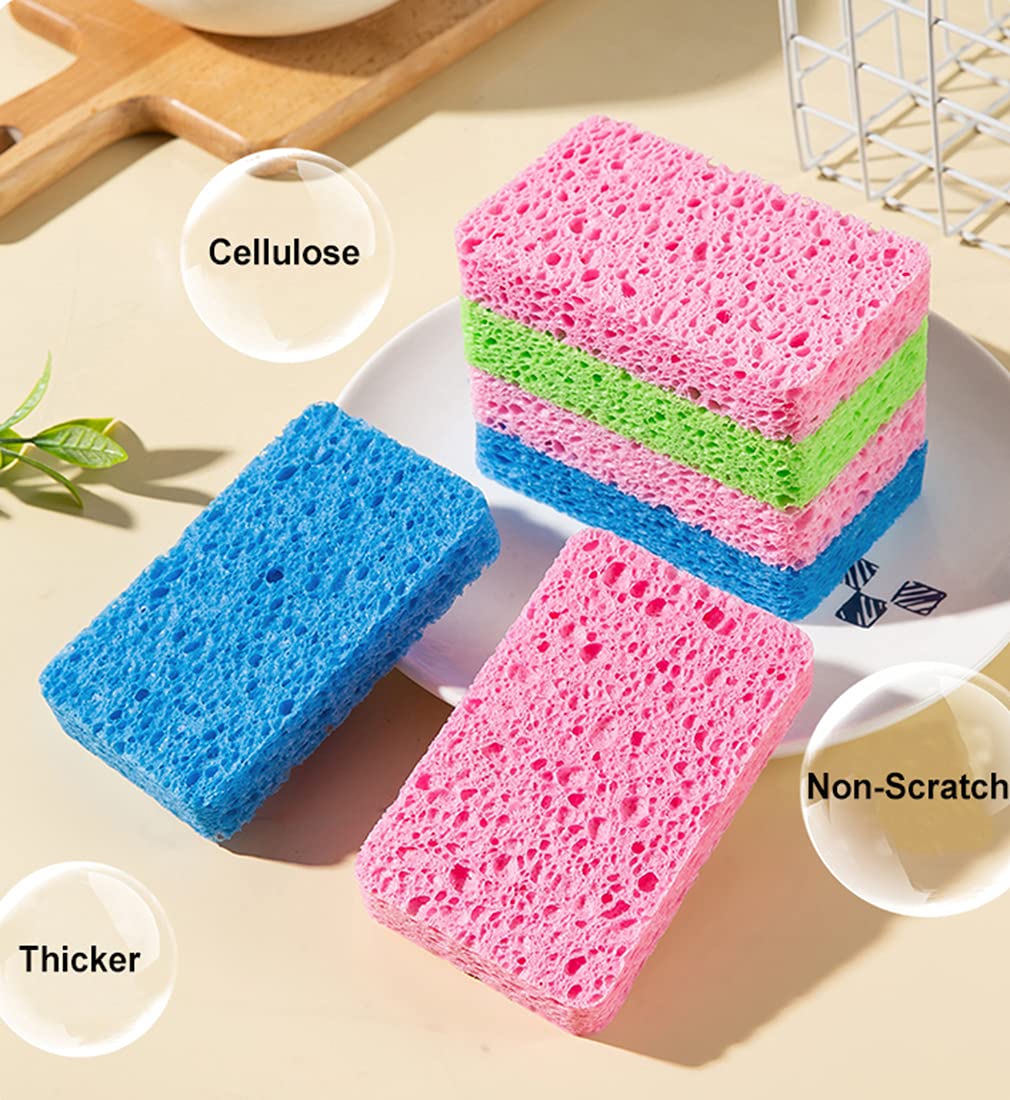 Kitchen Sponges 12 Pack Natural Cellulose for Non Scratch Cleaning (12 Count)