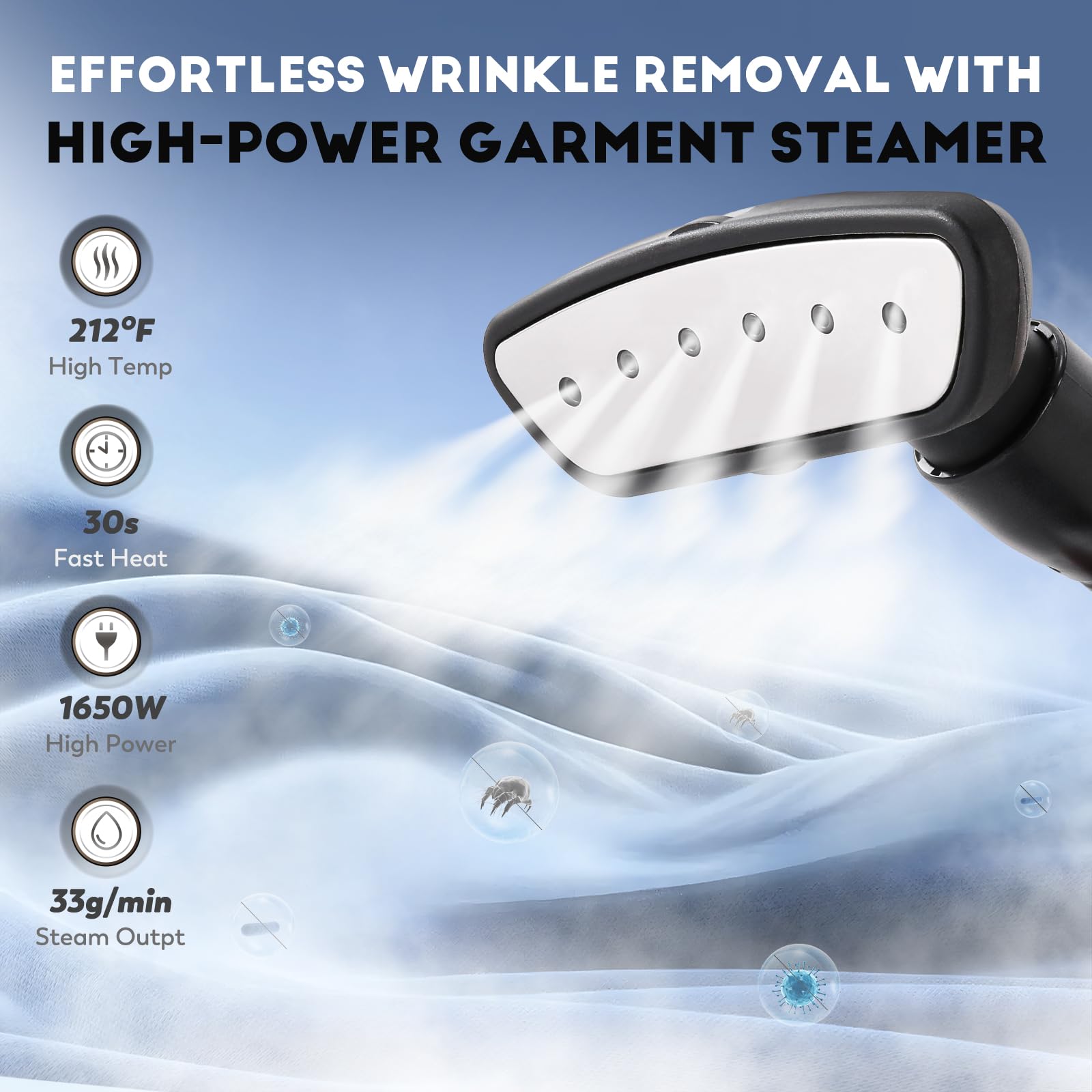 Professional Standing Garment Steamer for Clothes 70 mins Powerful Steam