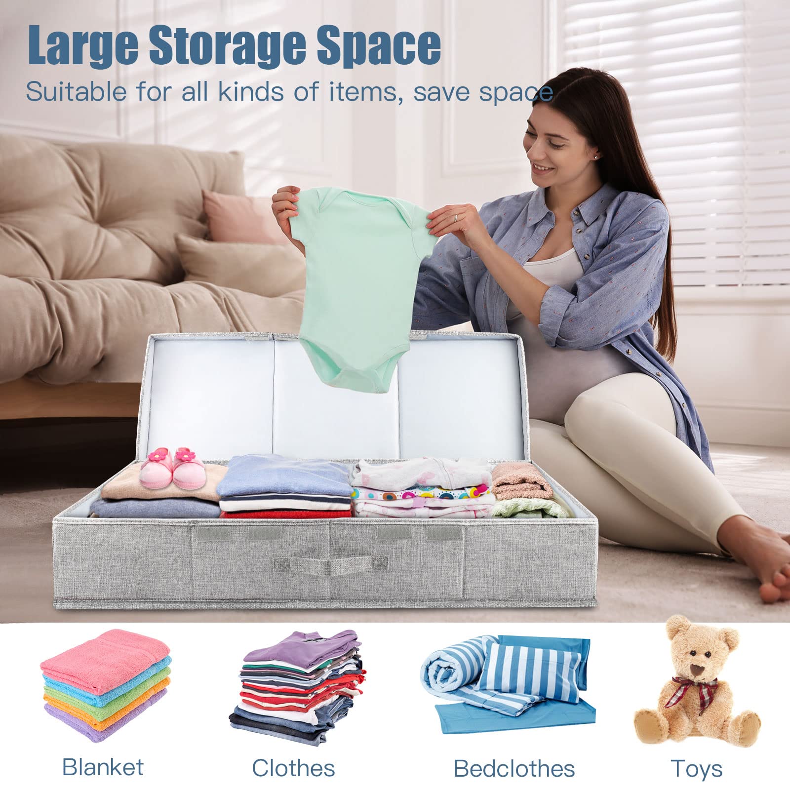 2Pack Large Underbed Storage Containers Bin with Lids