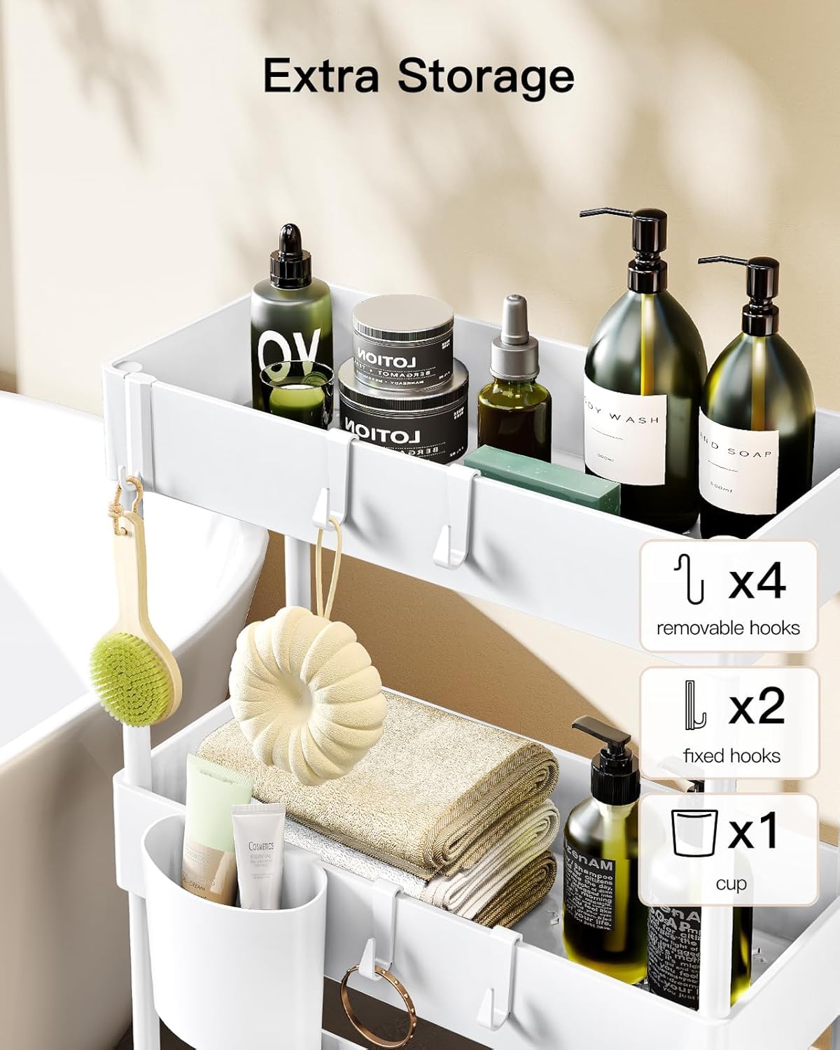 3 Tier Slim Storage Cart with Wheels