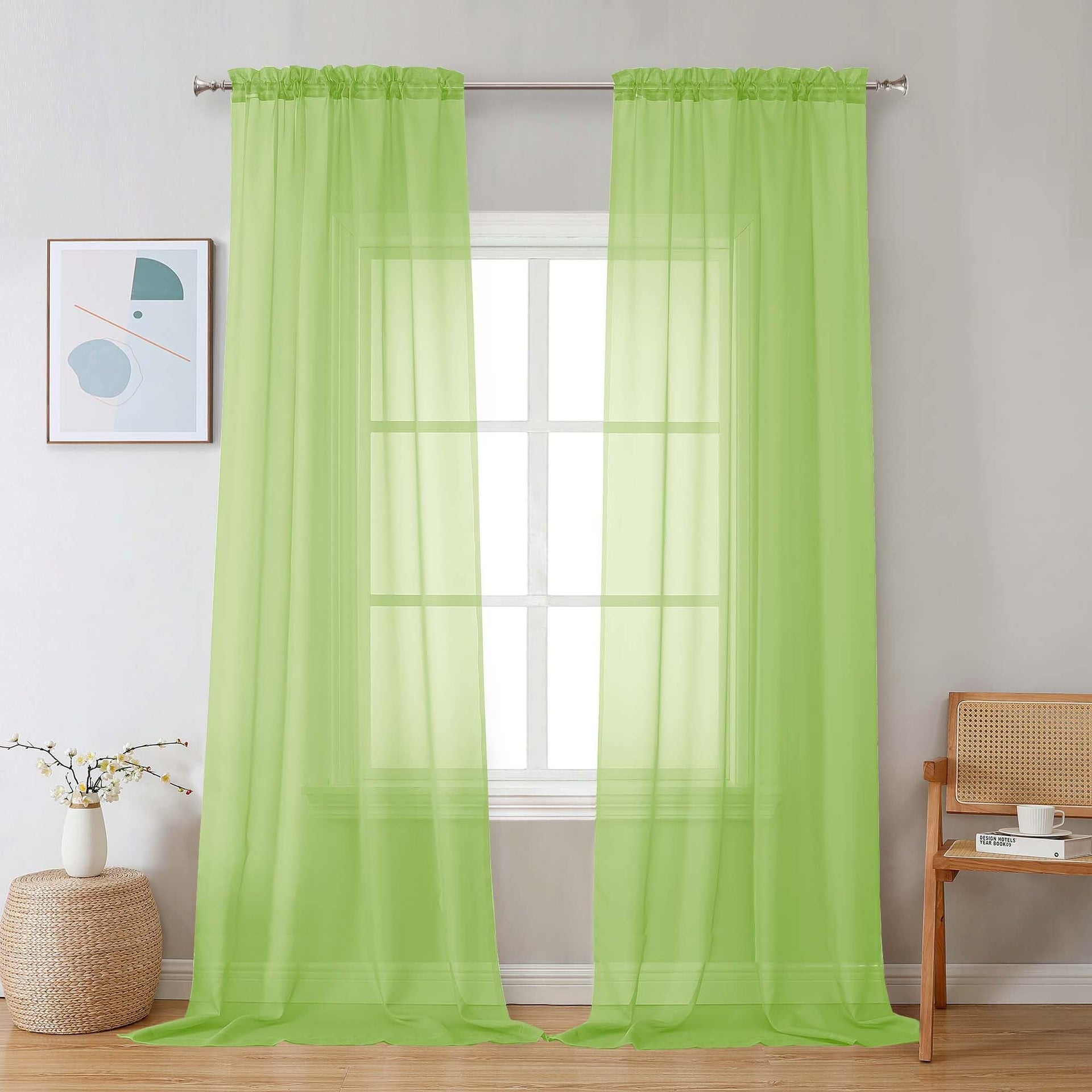 Lime Sheer Curtains 96 inches Long 2 Panels (2 Count)