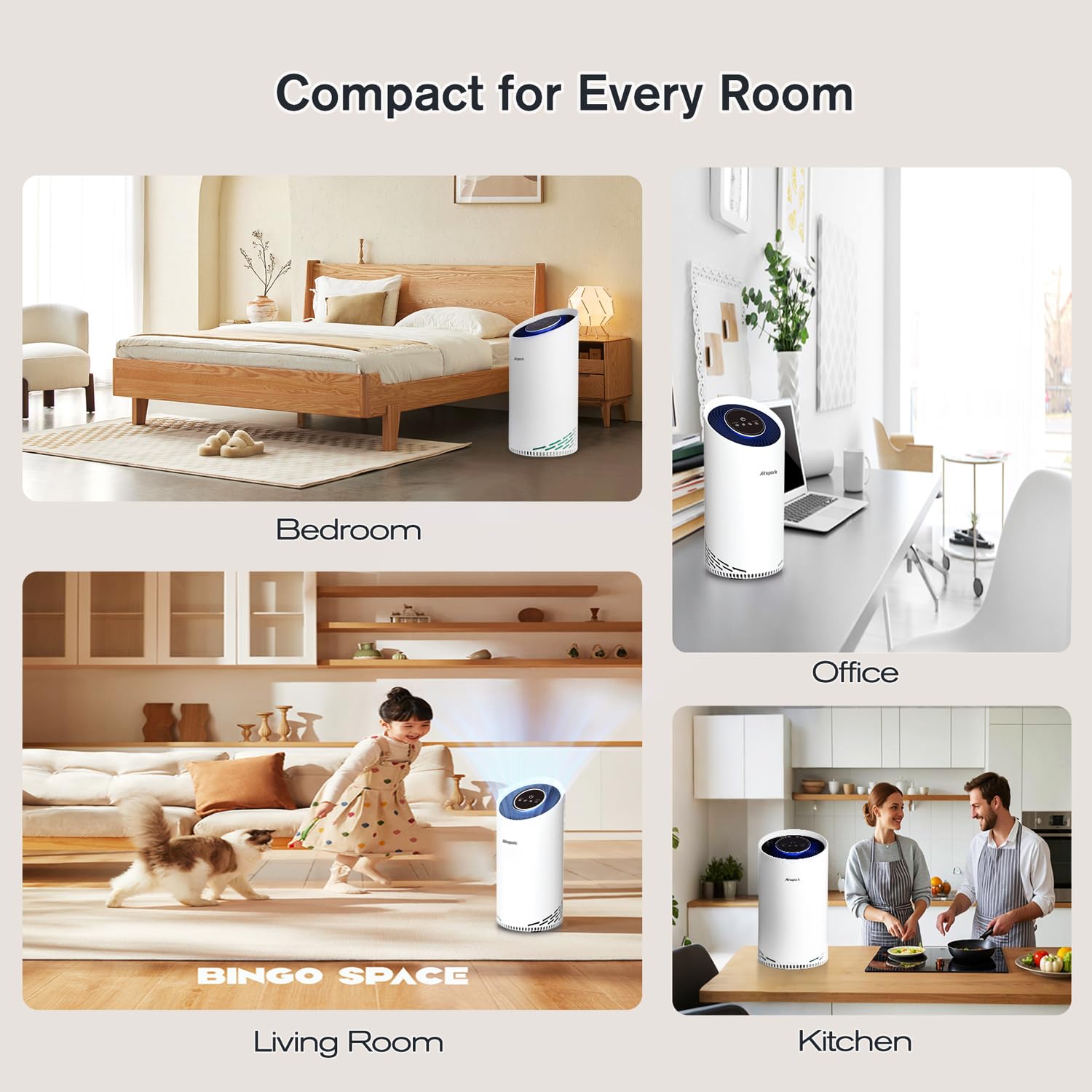 Airspark Air Purifier for Home Bedroom Up to 2400 Ft² 4