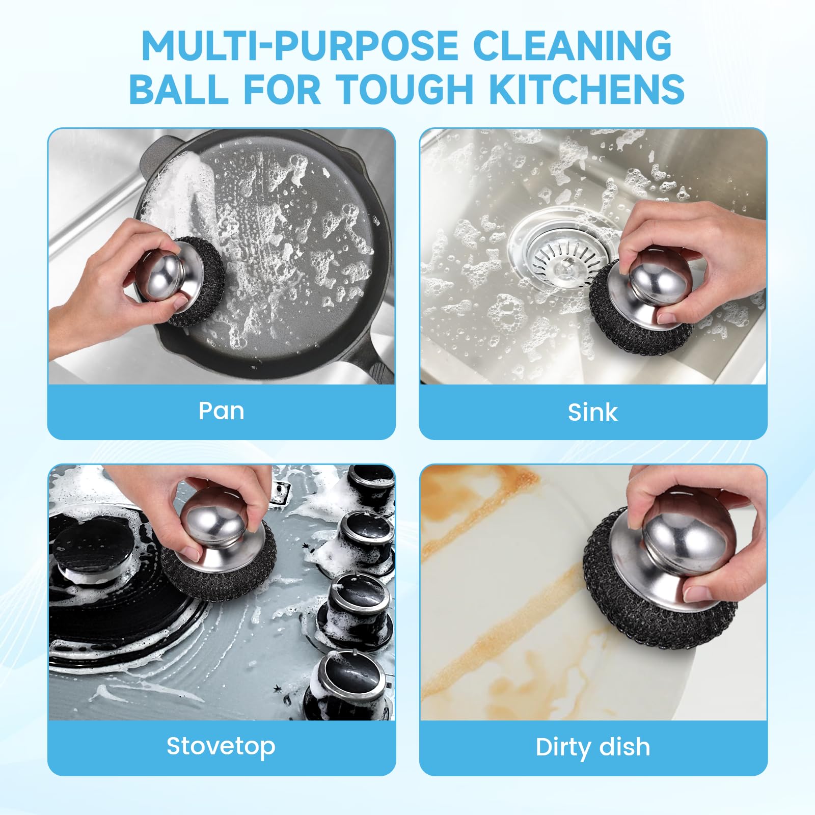 6Pcs Steel Wool Scrubber (6 Count)
