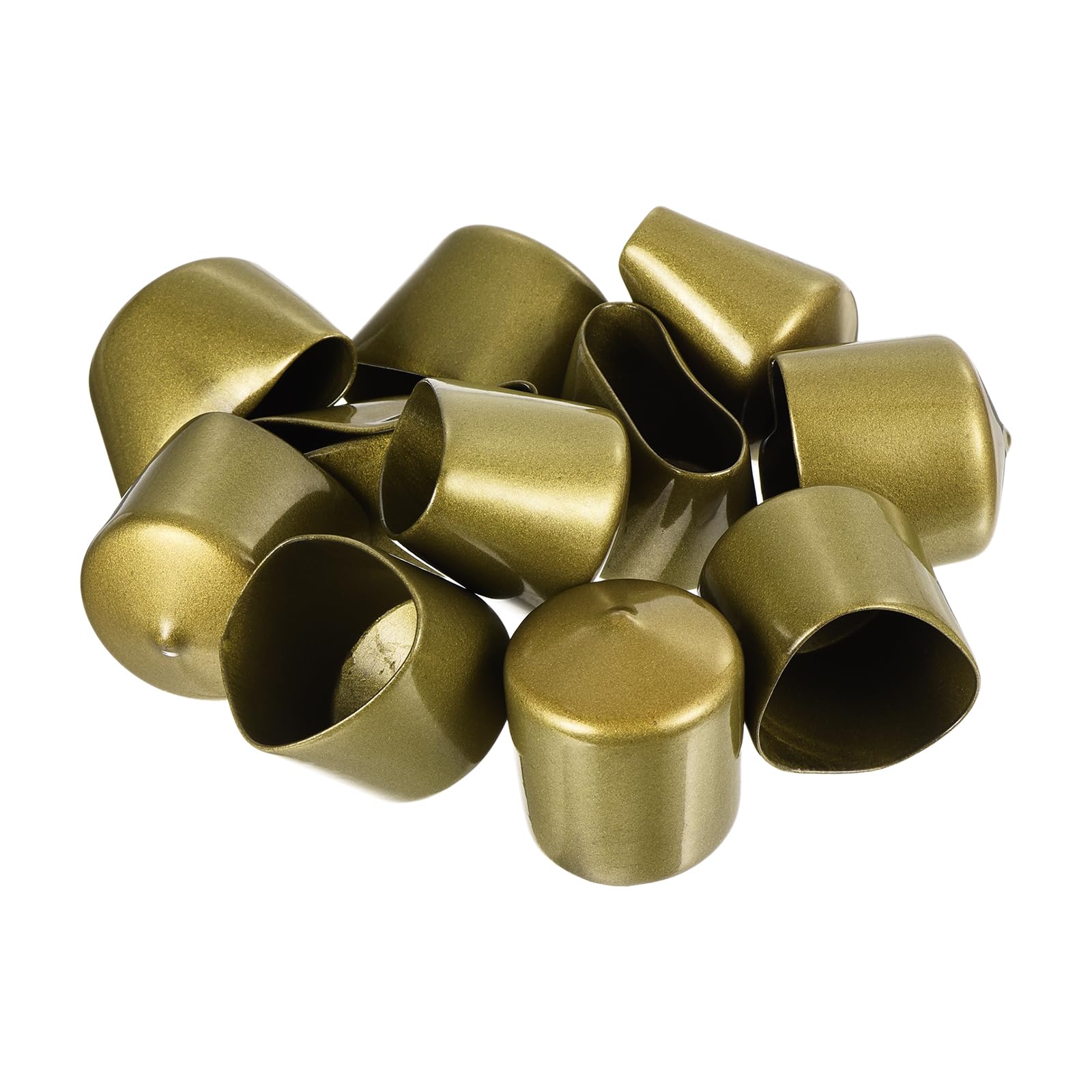 20pcs Rubber End Caps 34mm ID Vinyl Round Tube Bolt Cap Cover Thread Protectors Gold