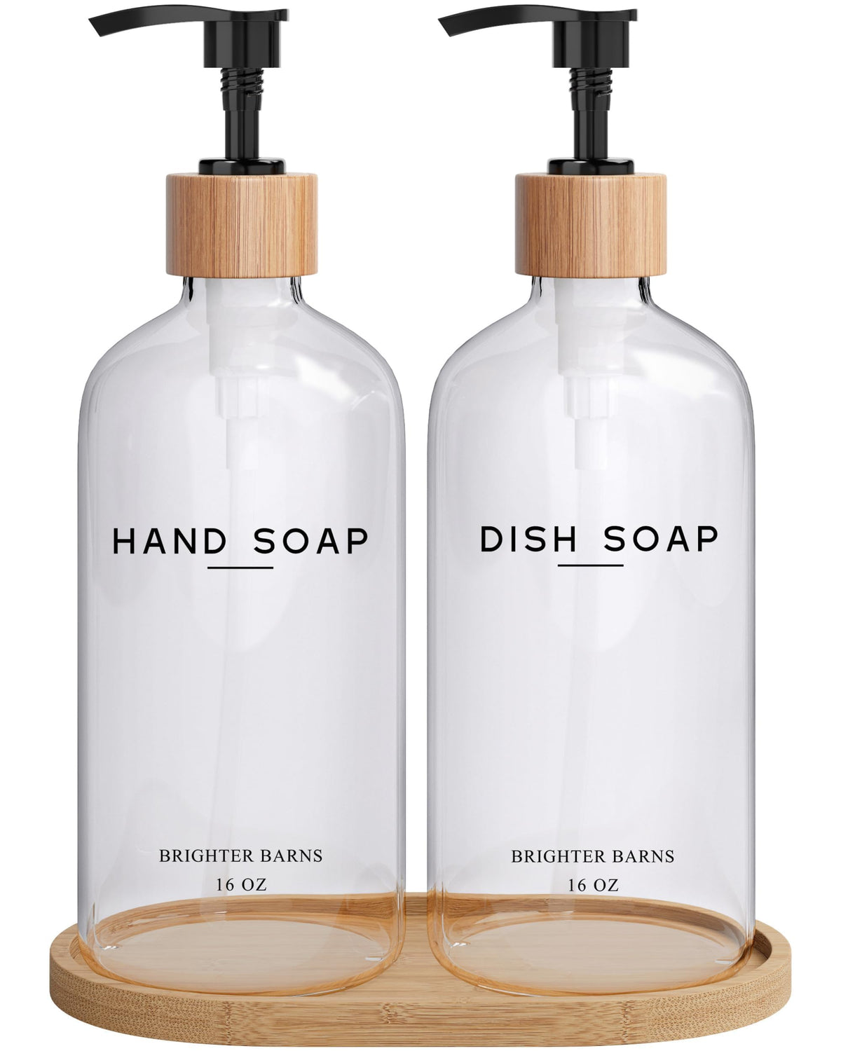 Clear Glass Hand and Dish Soap Dispenser Set by Brighter Barns