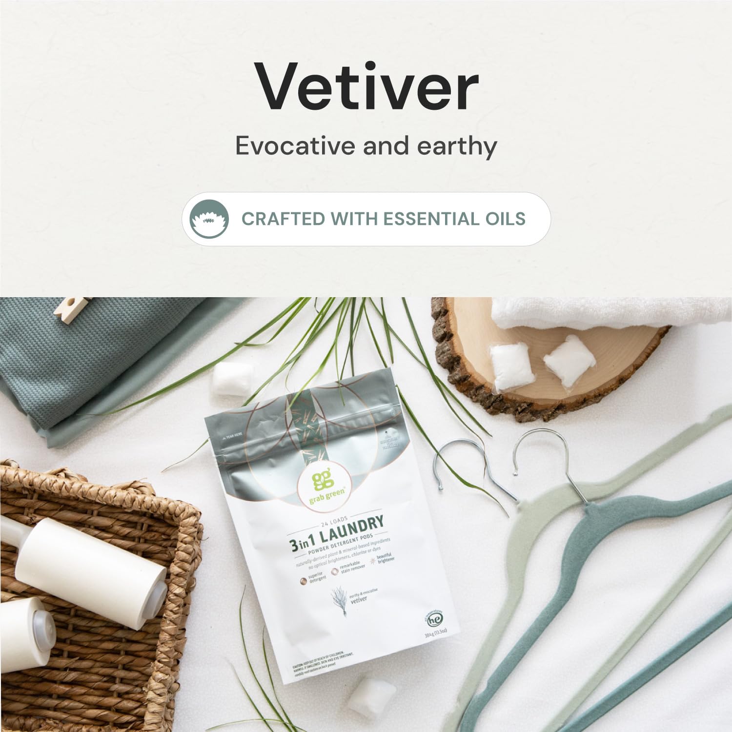3-in-1 Laundry Detergent Pods, 132 Count, Vetiver