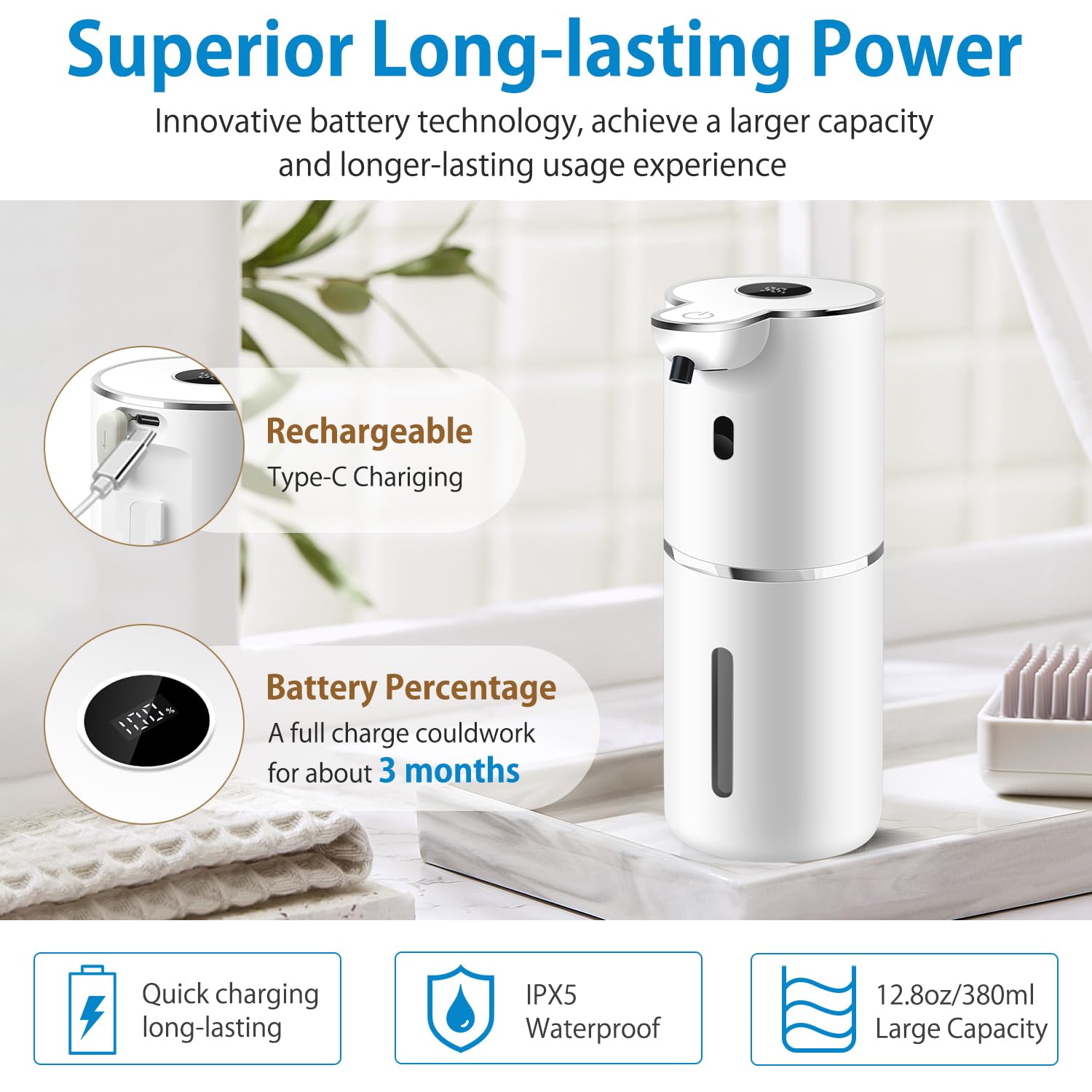 Automatic Liquid Soap Dispenser with 6 Levels Soap Adjustable