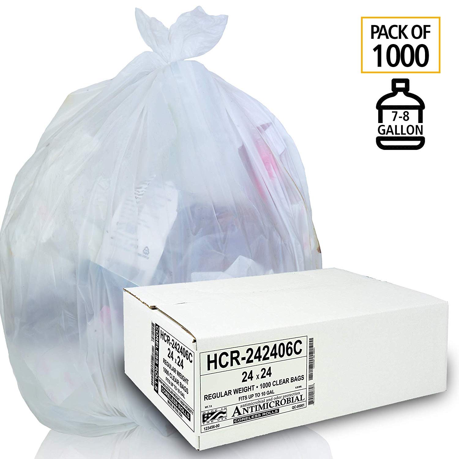 7 8 Gallon Clear Trash Bags (1000 Count)
