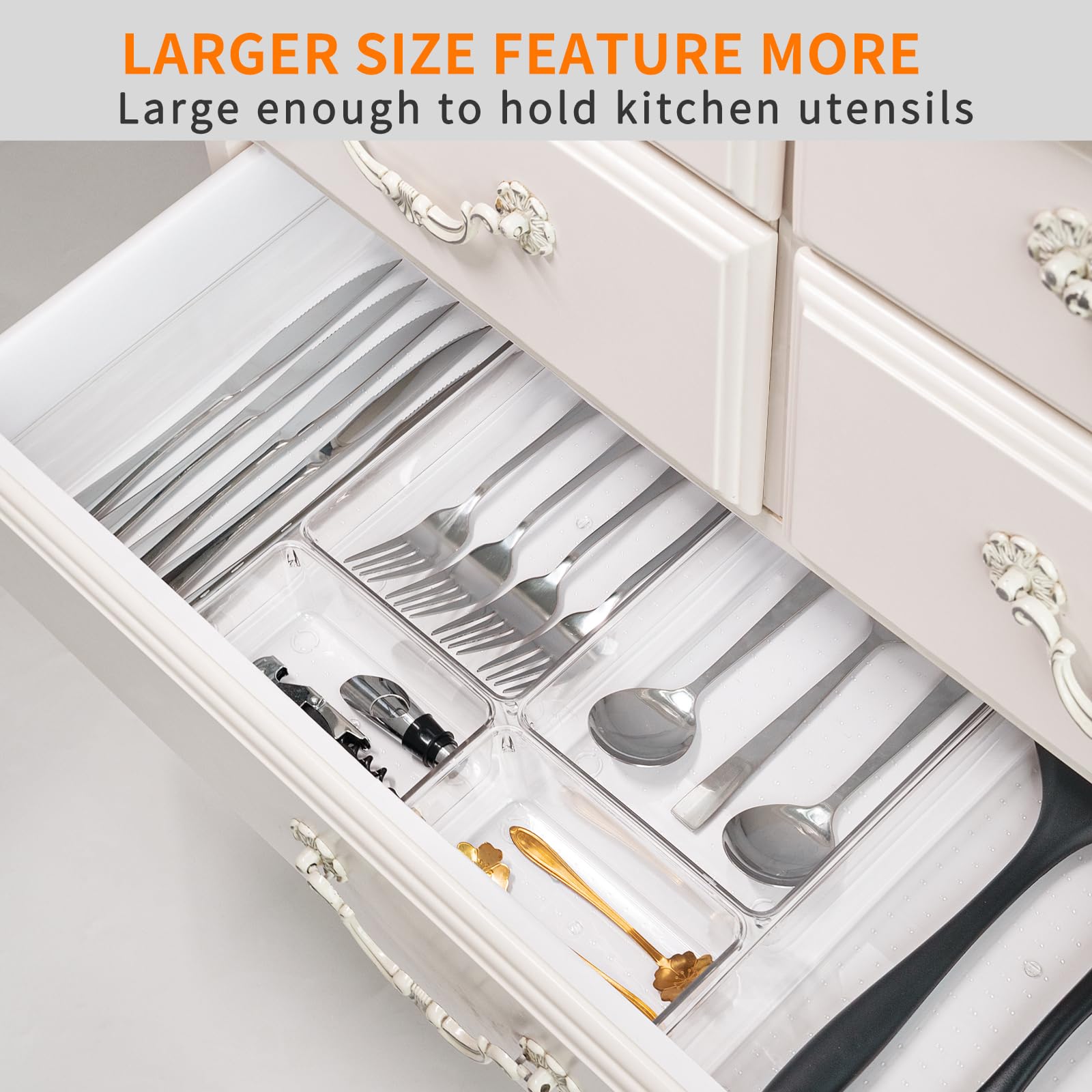 21 Pack Large Clear Plastic Drawer Organizer Trays (21 Count)