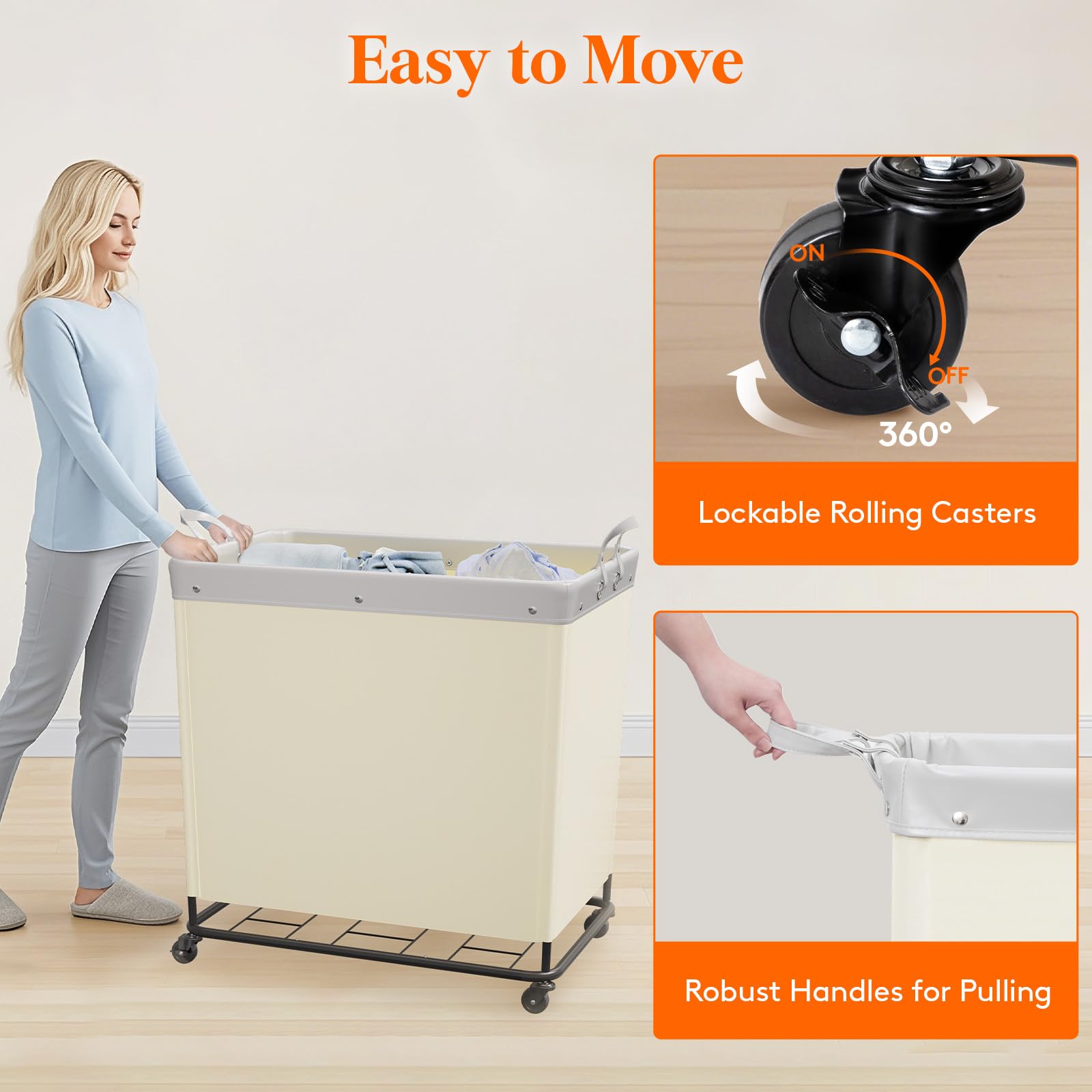 330L Heavy Duty Laundry Basket with Wheels and Handles