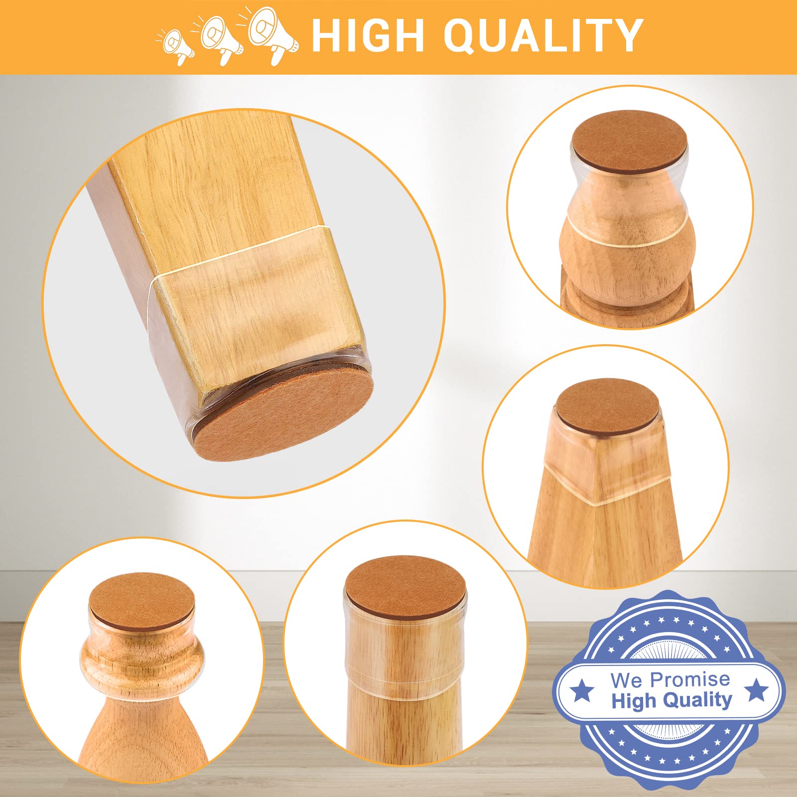 24 Pcs Extra Large Round Silicone Chair Leg Floor Protectors (24 Count)