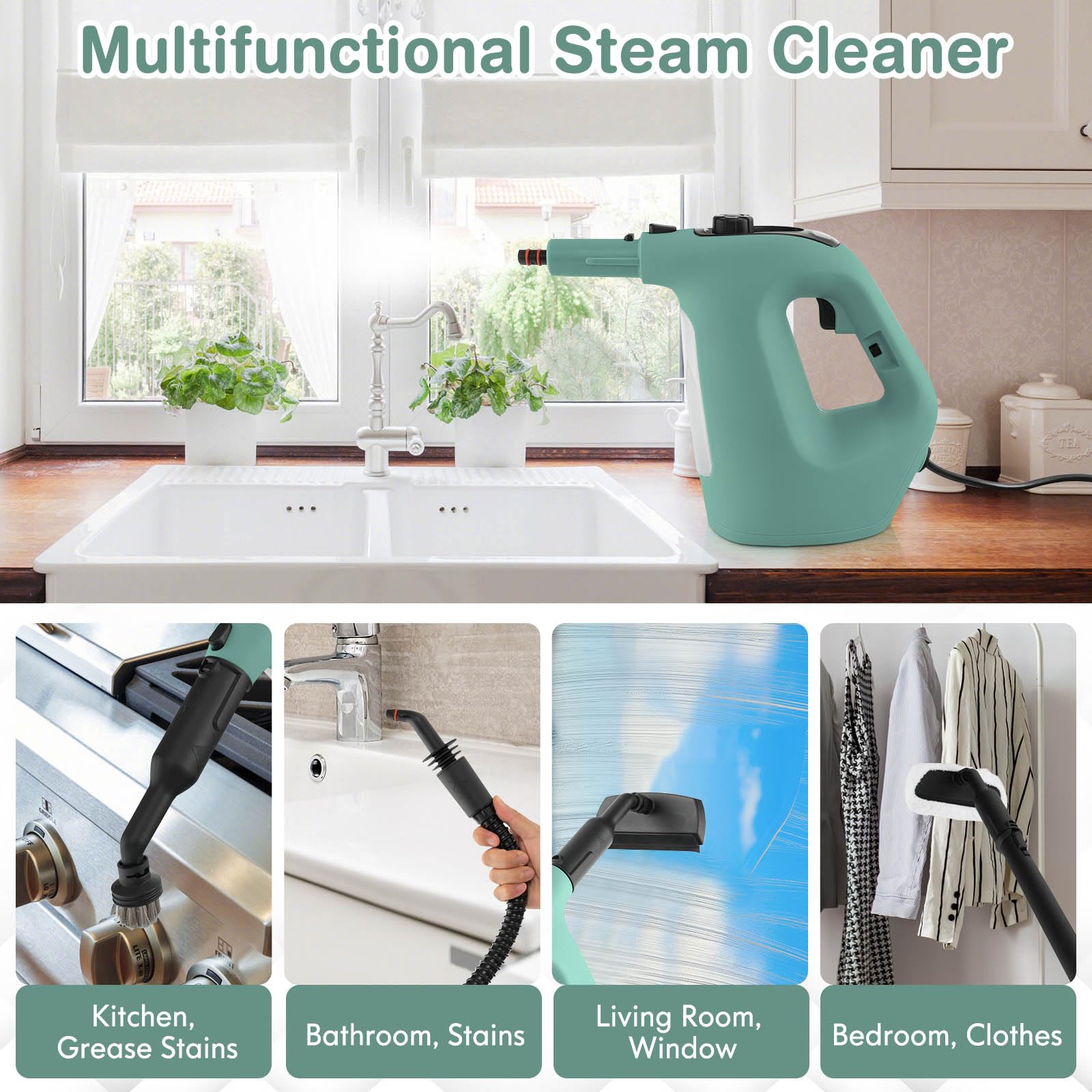 Handheld MultiPurpose Steam Cleaner with 17 Pieces