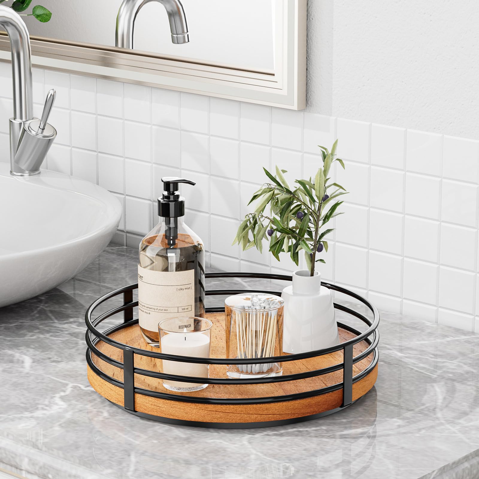 Wood Lazy Susan Turntable Organizer