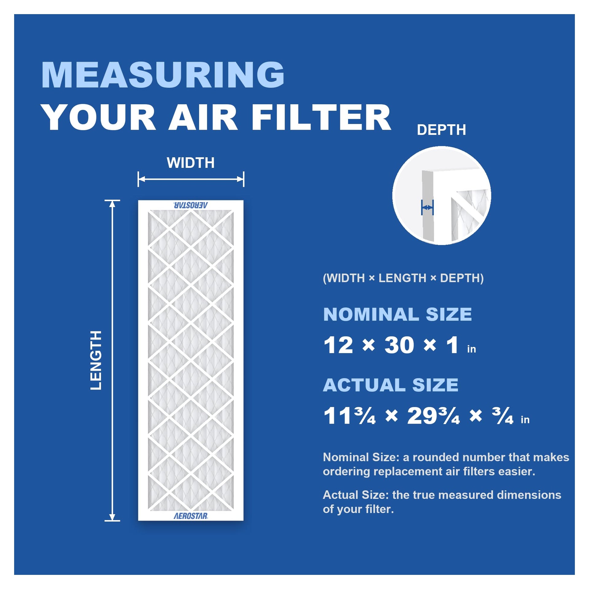 12x30x1 MERV 8 High Efficiency Pleated Air Filter (6 Count)