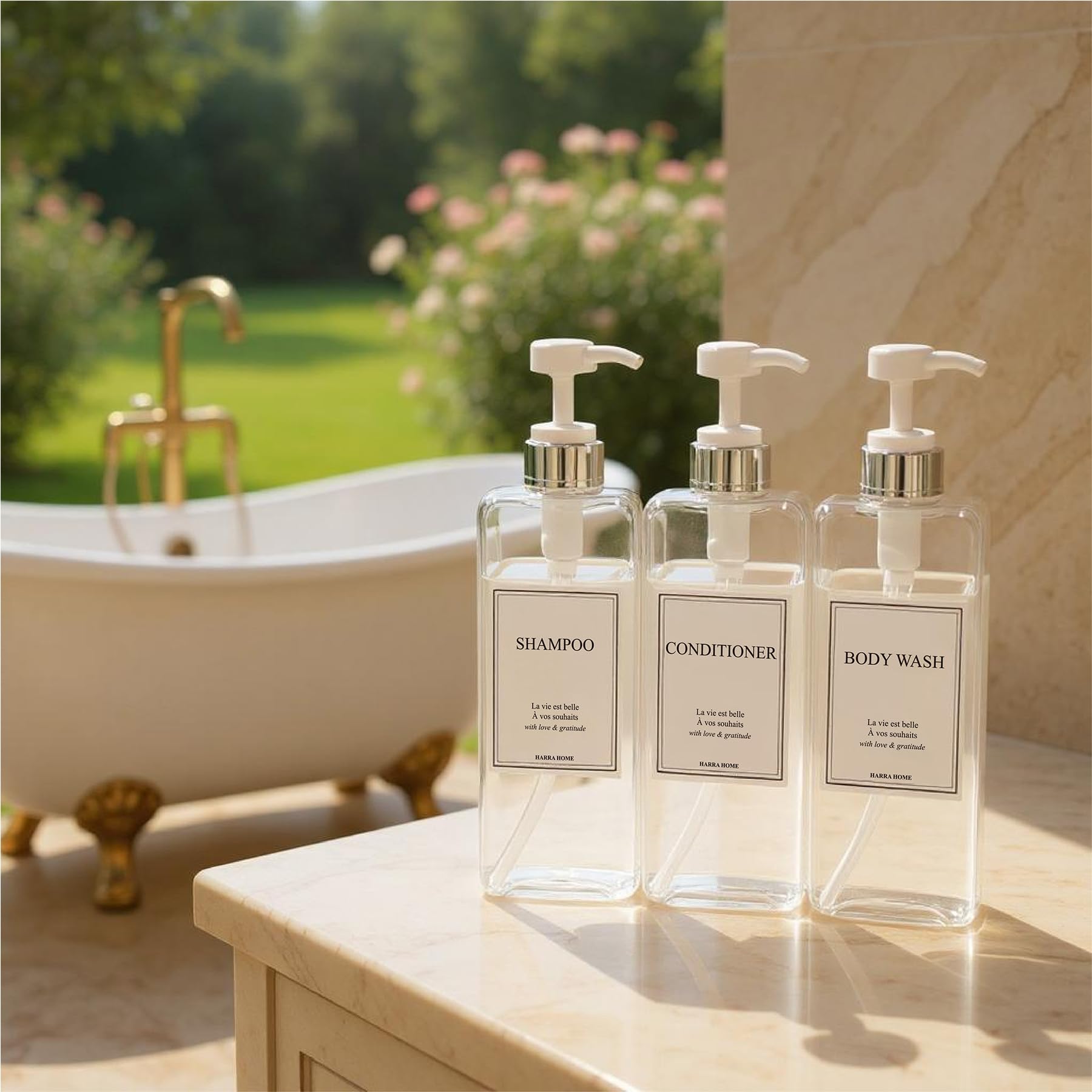 Modern Design Shampoo and Conditioner Dispenser (3 Count)