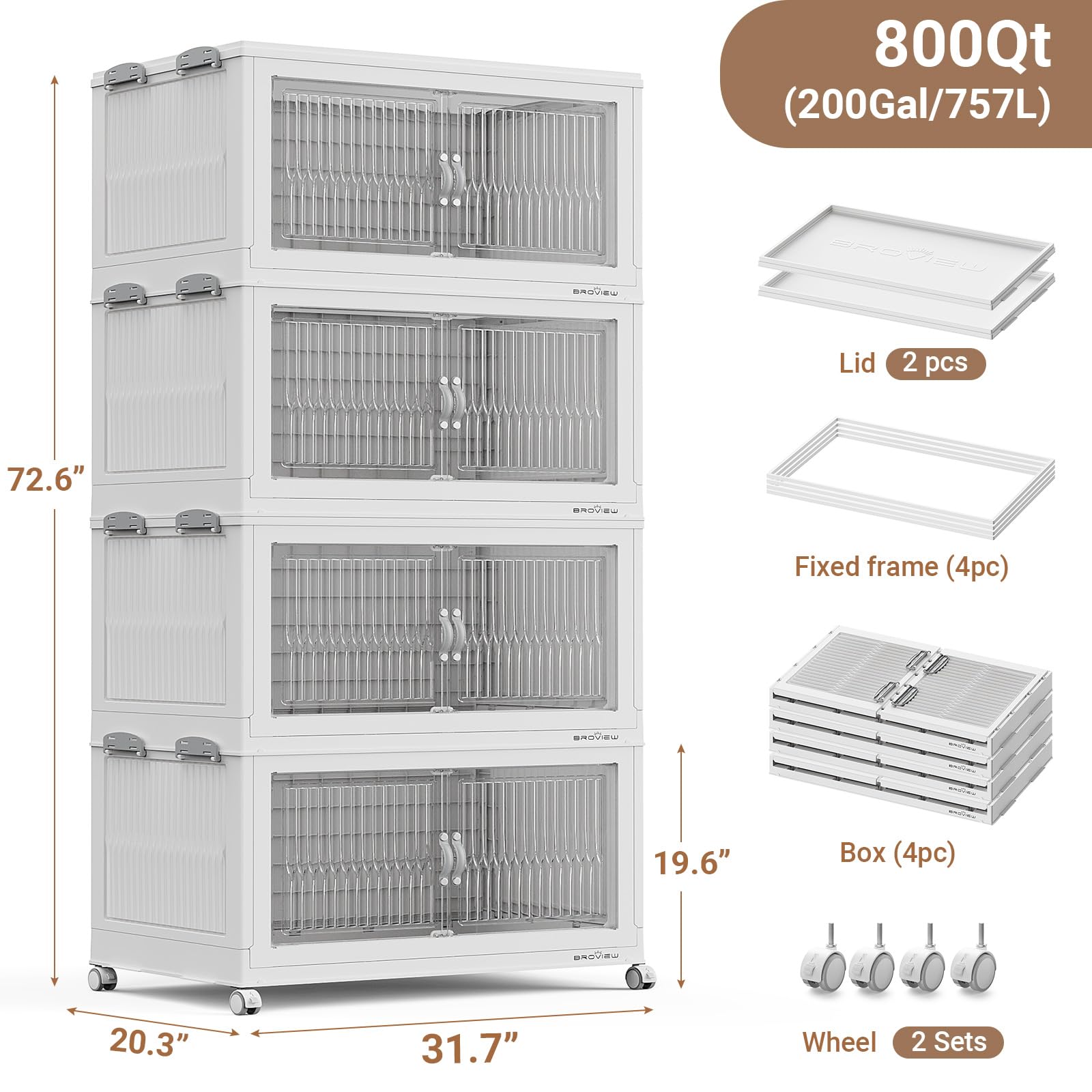 800Qt Extra Large Stackable Storage Bins with Lids (4 Count)
