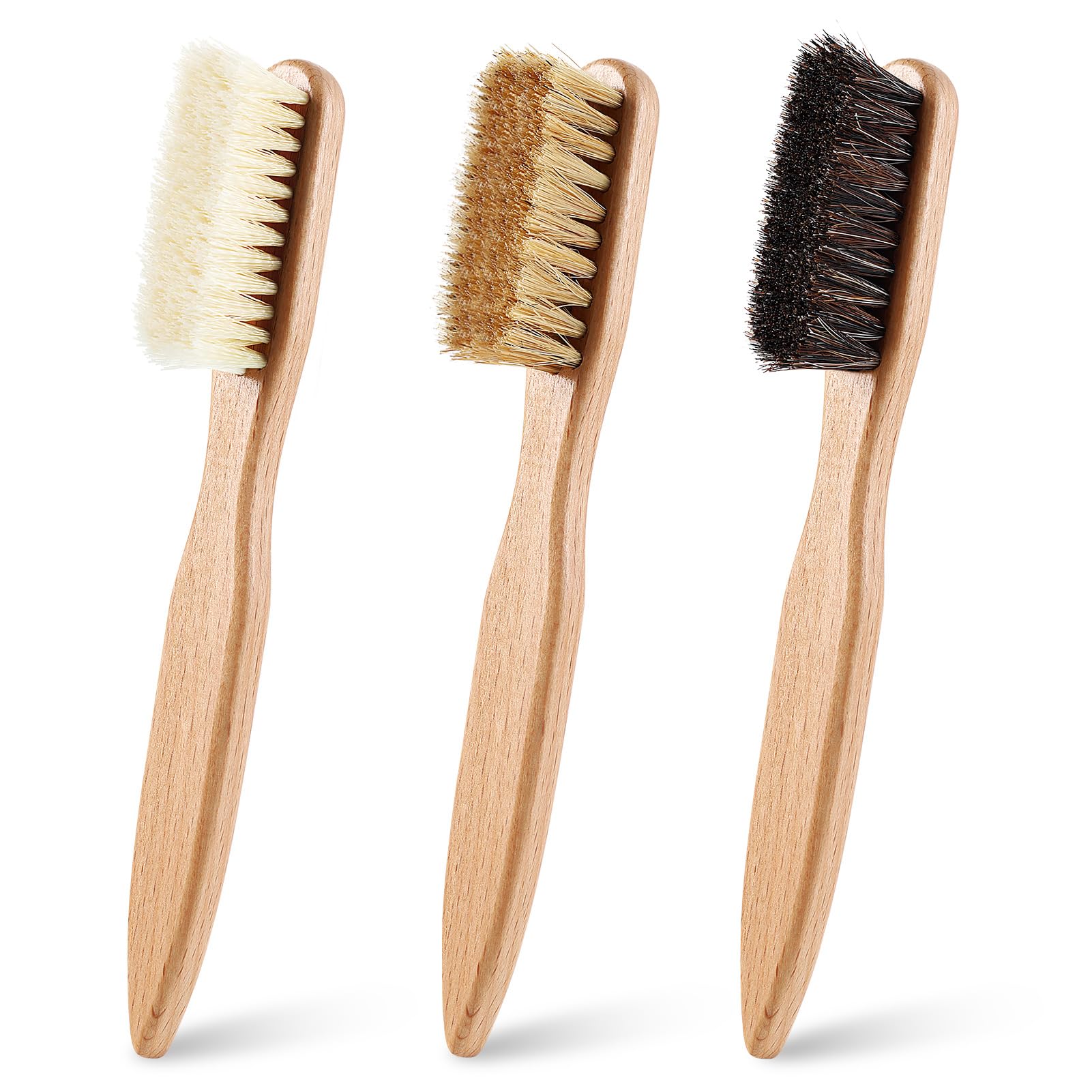 3 Pcs Wood Laundry Stain Brush Stain Remover Brushes with Boar Bristle Small Stain Brush for Clothes for Scrubbing Stains from Furniture Fabric Leather (3 Count)