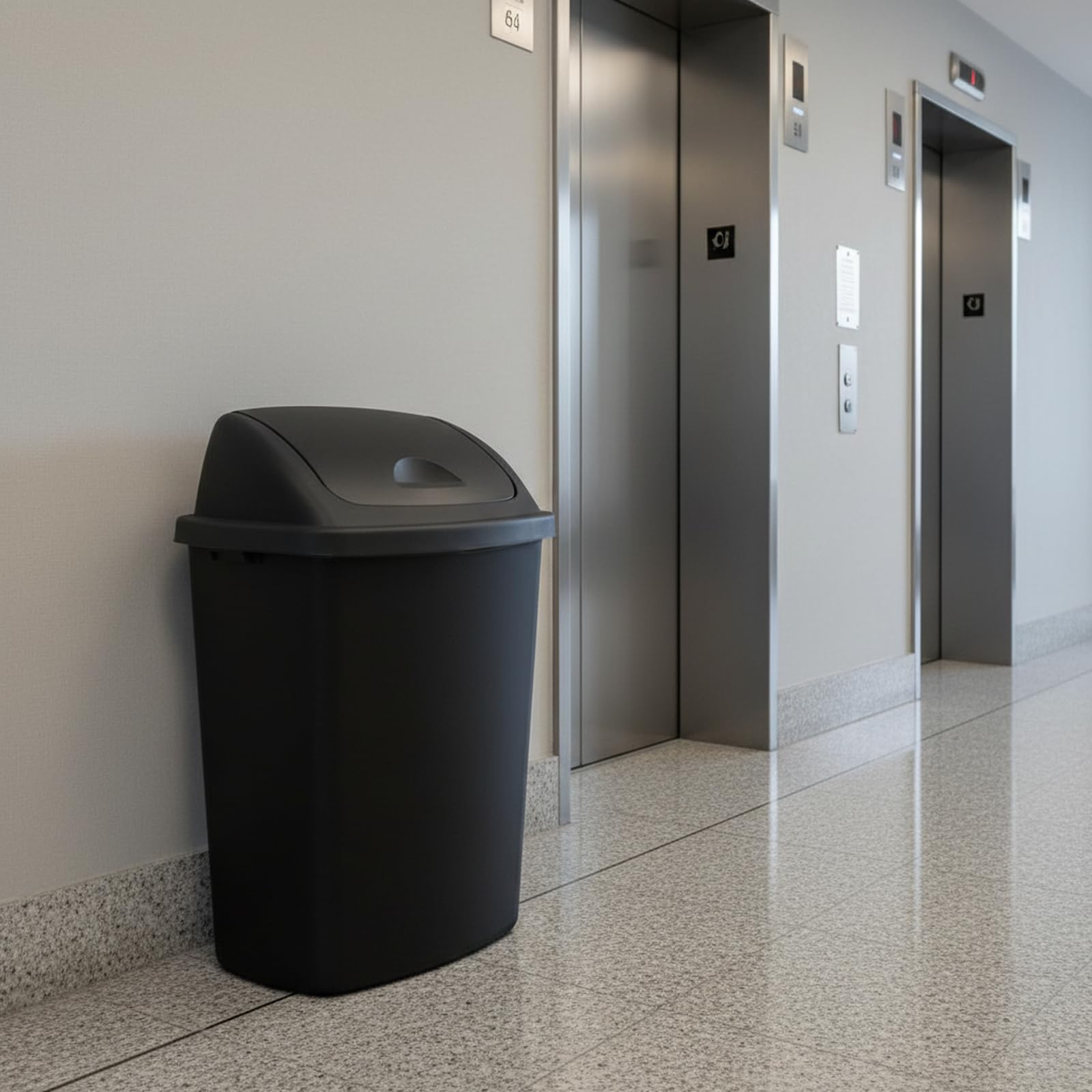 4 Pack 18 Gal Tall Plastic Kitchen Trash Cans with Swing Top (4 Count)
