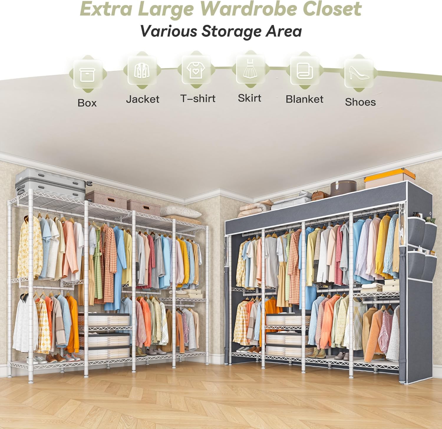 Heavy Duty Clothes Rack with Cover