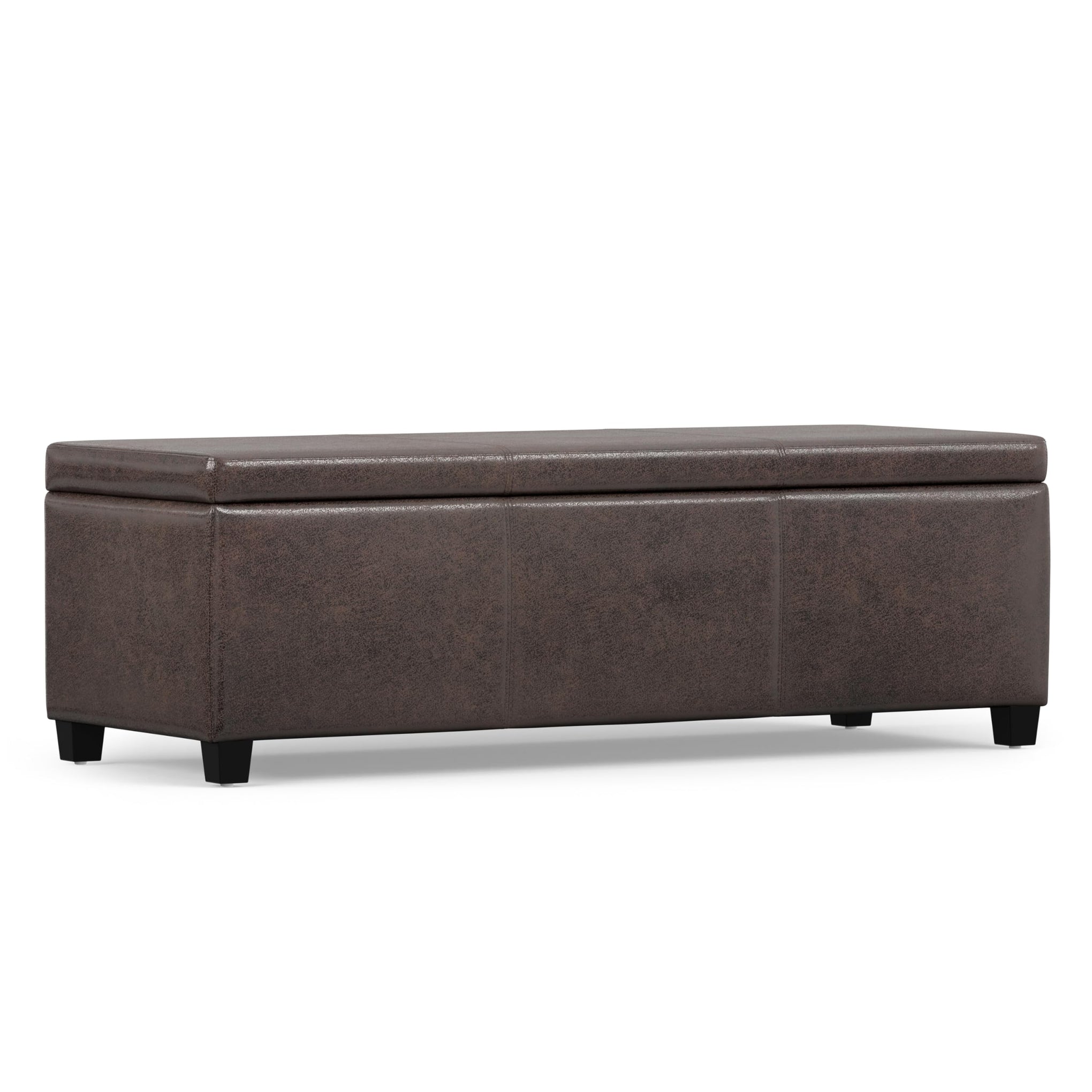Avalon 48" Wide Vegan Leather Storage Ottoman in Brown