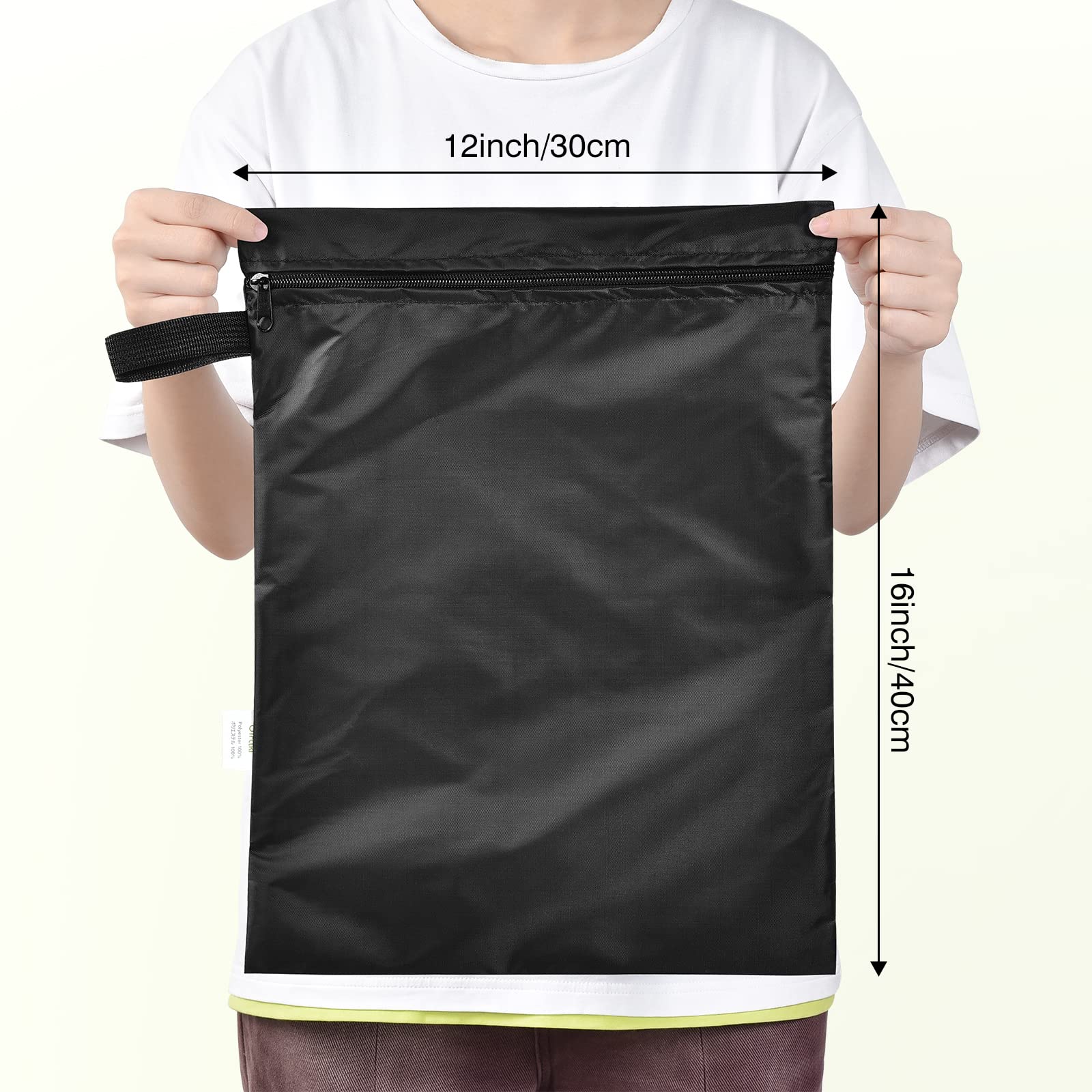 12x16 inch Wet Bag 2Pcs Waterproof Swim Bag for Wet Clothes Small Swimsuit Dirty Clothes Laundry Bag Travel Machine Washable for Gym Beach Pool Drying Do Not Exceed 176℉ Black (2 Count)