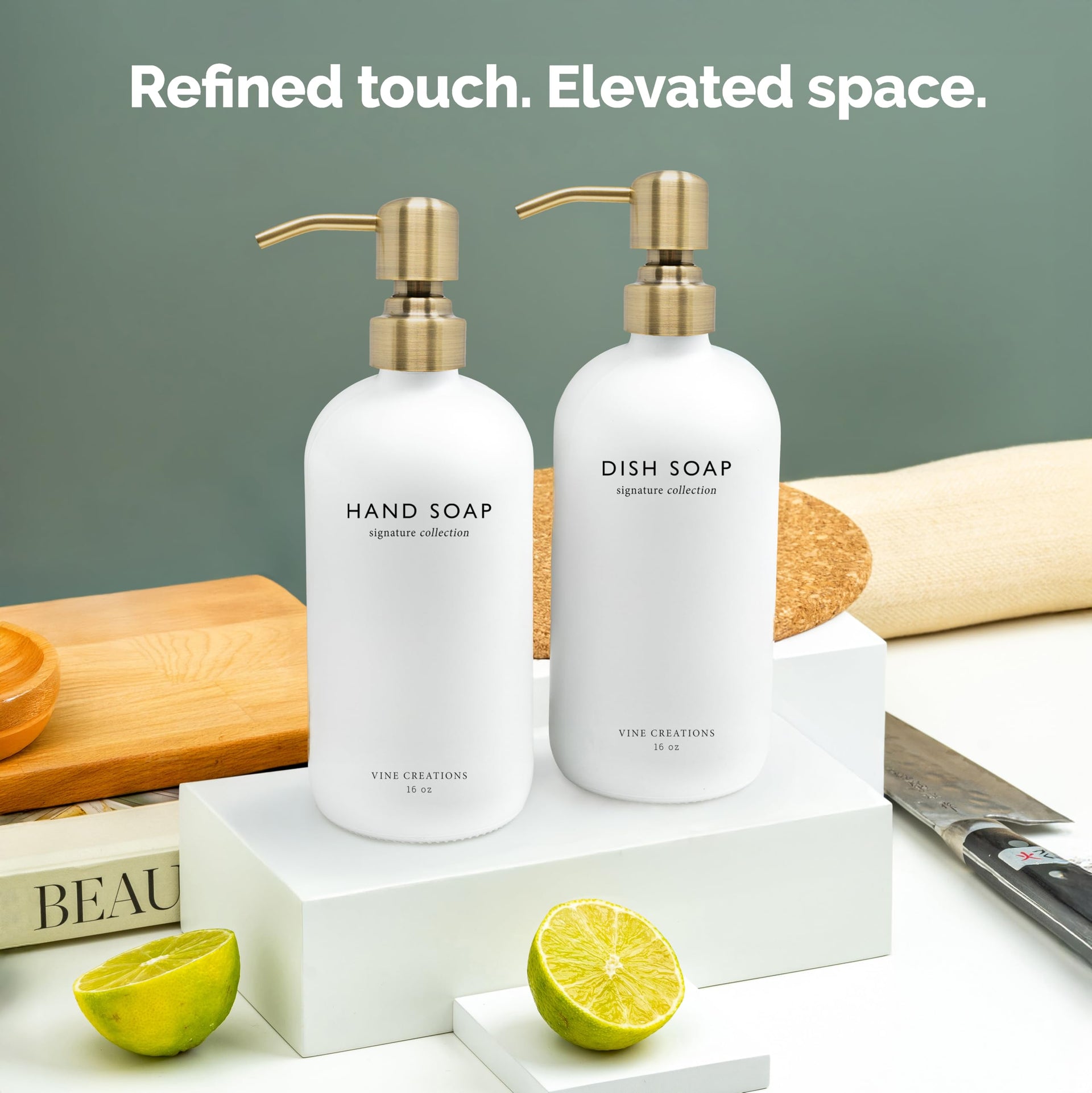 White Glass Soap Dispenser Set (16 Ounce)