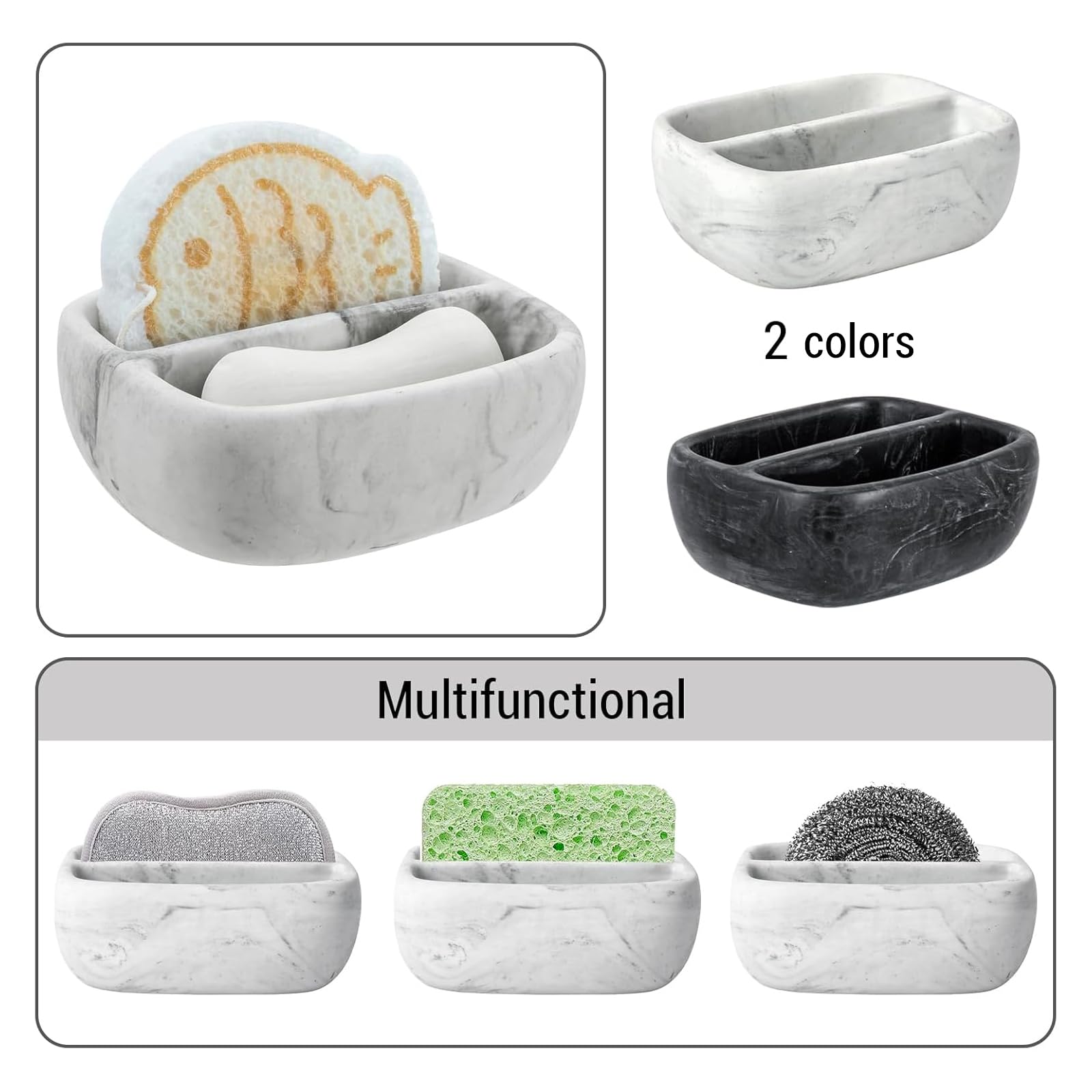Modern White Resin Sponge Holder for Kitchen Sink