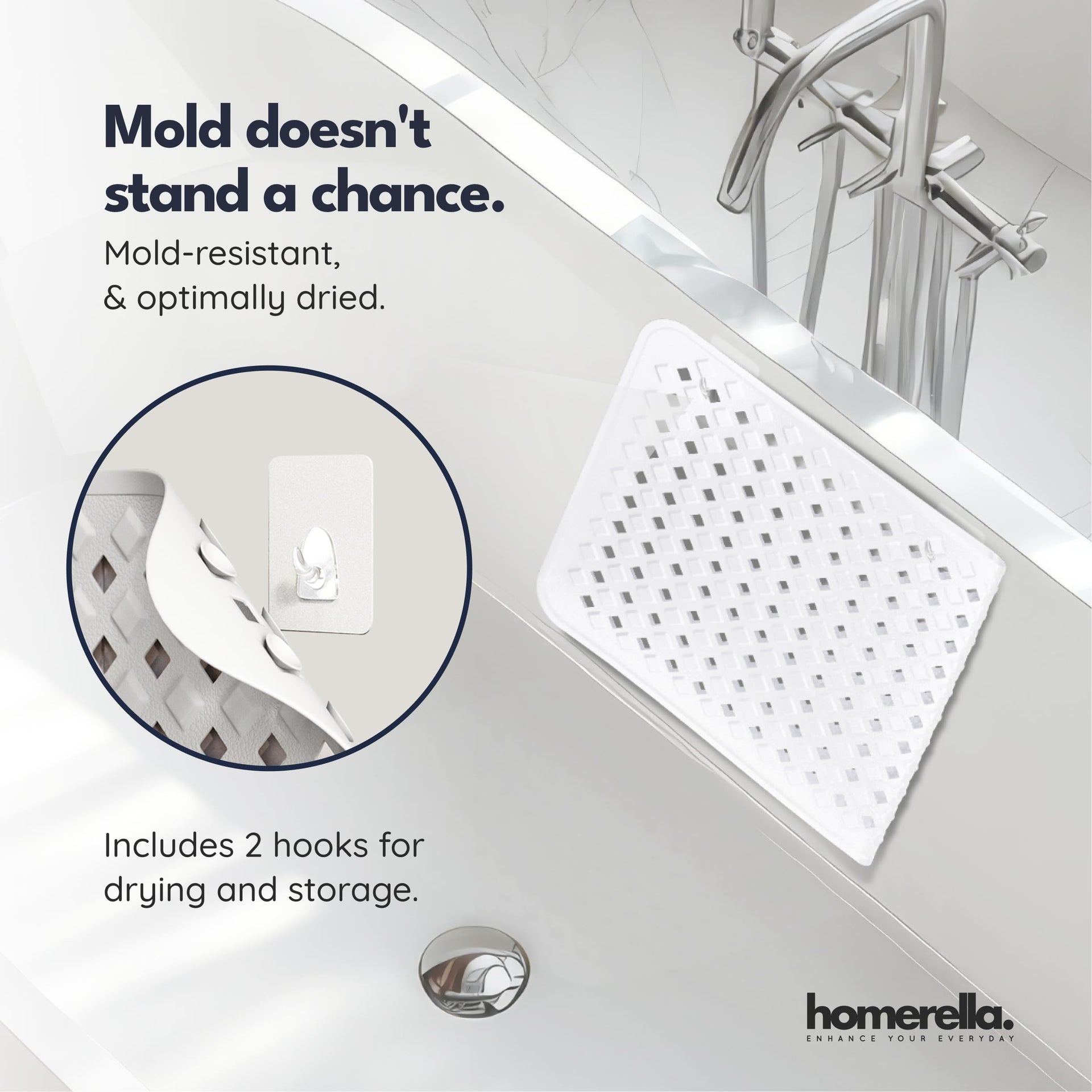 Bathtub Mat Non Slip 35x16 Shower Mat Non Slip Anti Mold BPA Free