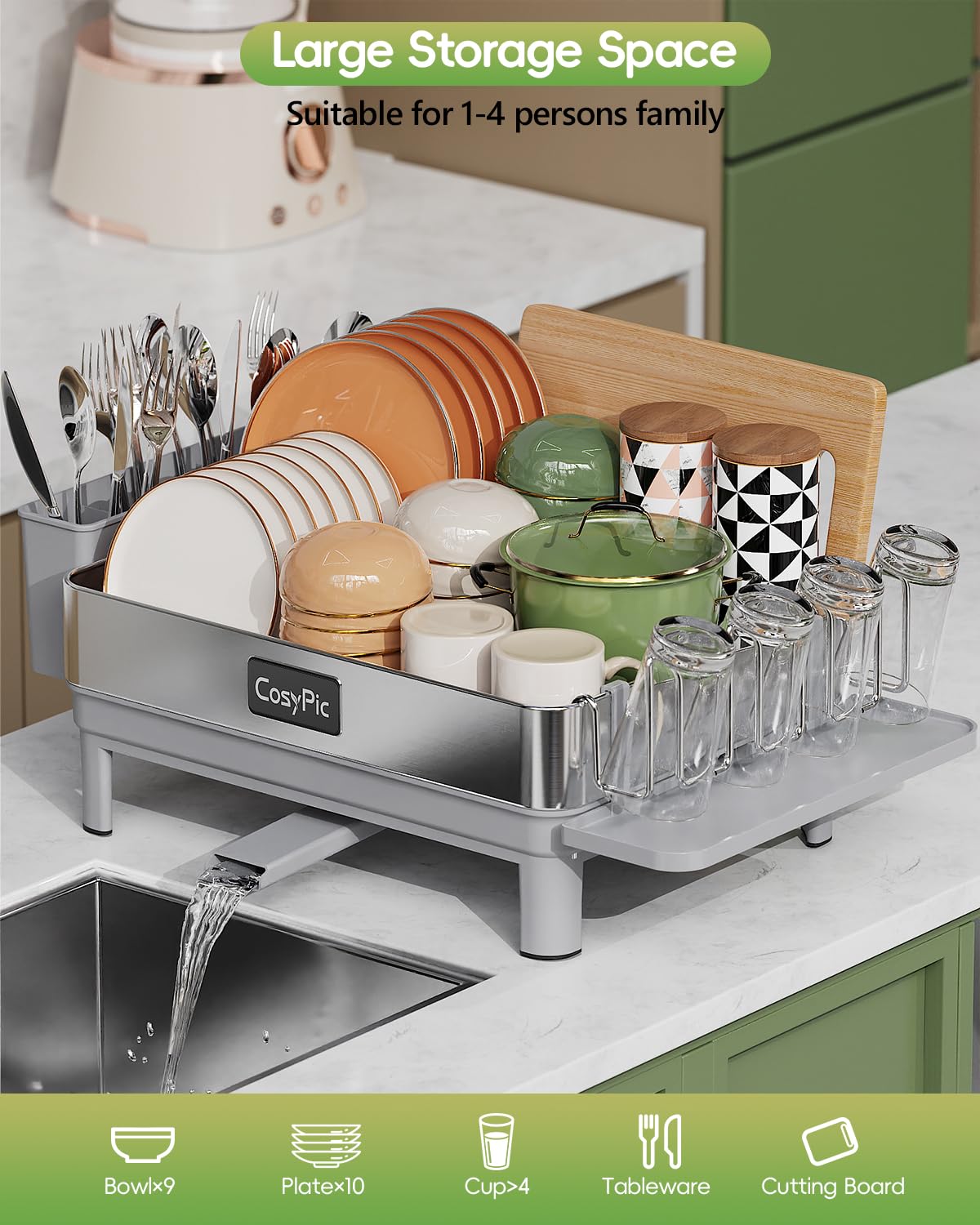 Dish Racks Thicker Premium 304 Stainless Steel Dish Drying Rack for Kitchen Counter