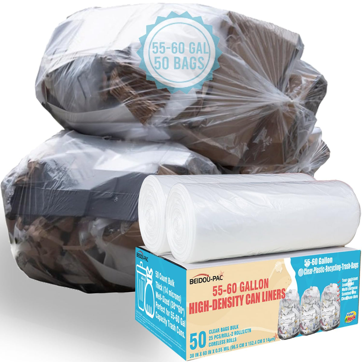 55 60 Gallon Trash Bags (50 Count)