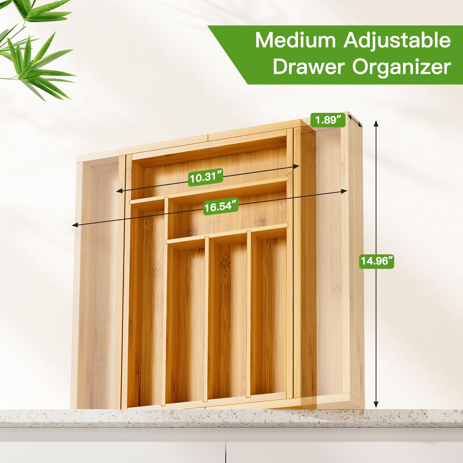 Bamboo Expandable Drawer Organizer for Utensils Holder