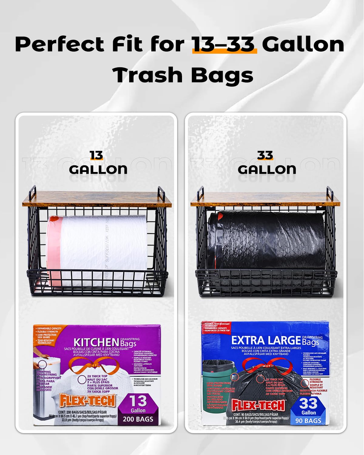 2 Pack Stackable Extra Large Trash Bag Holder Under Sink (2 Count)