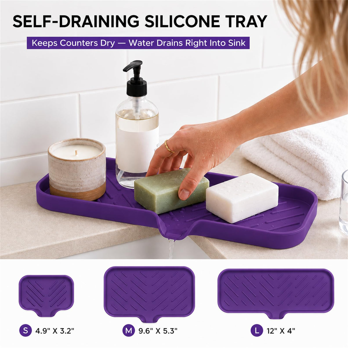 Silicone Soap Dish with Drain Spout