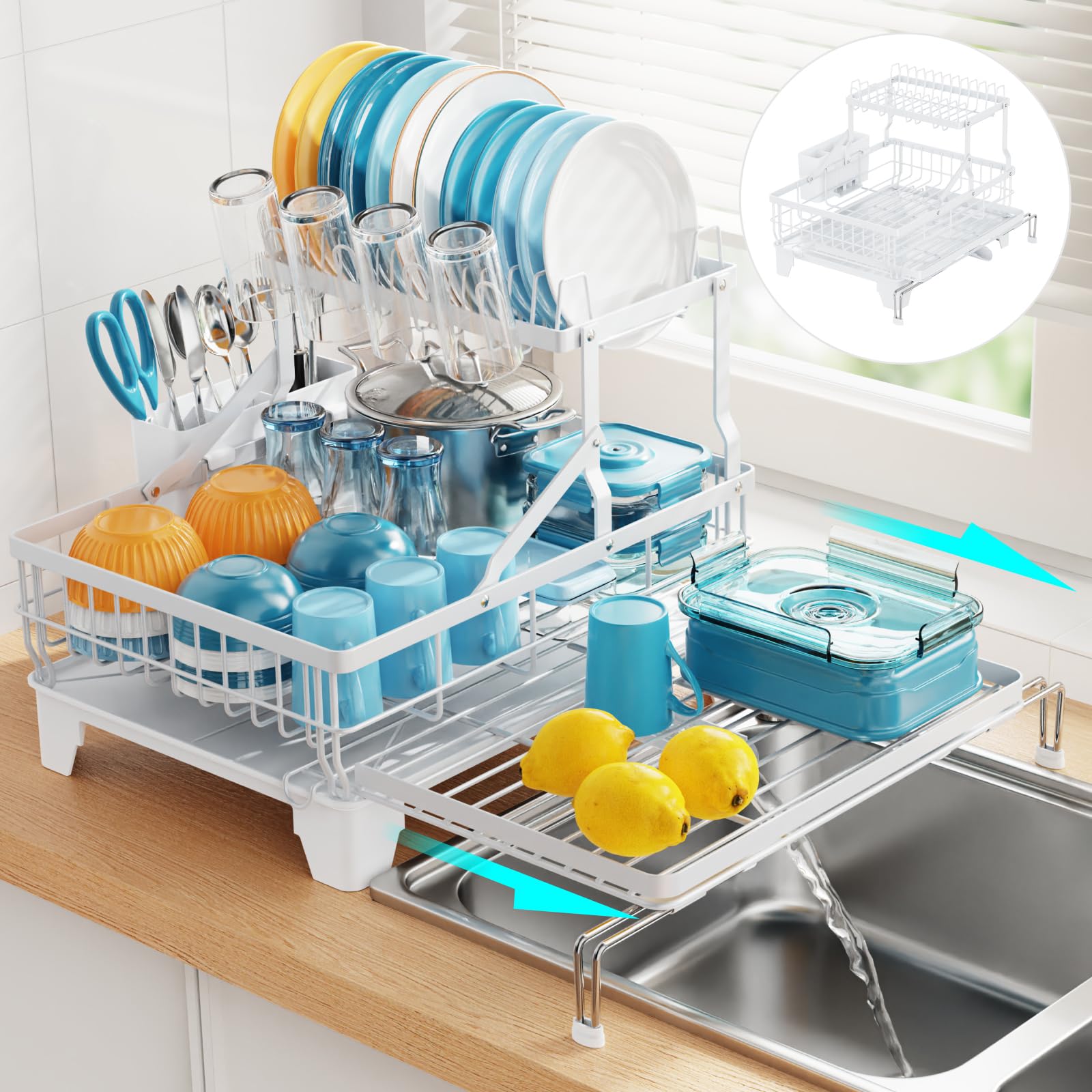Large Expandable 2 Tier Dish Drying Rack