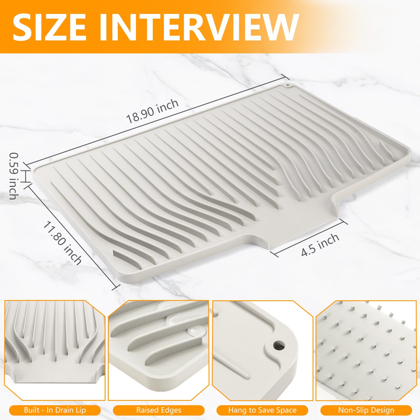 Silicone Dish Drying Mat for Kitchen Counter