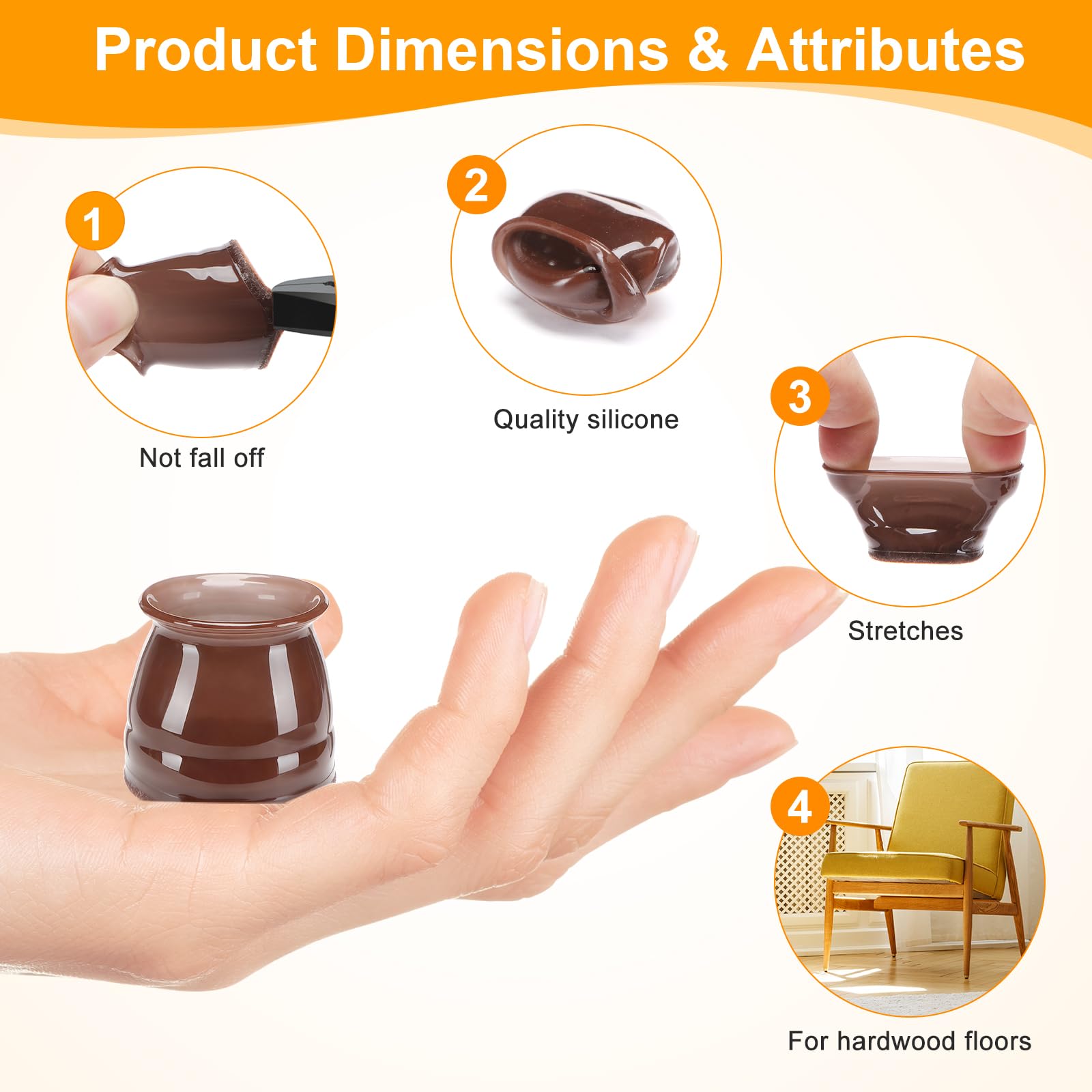 16 Pack Chair Leg Floor Protectors for Hardwood Floors (16 Count)