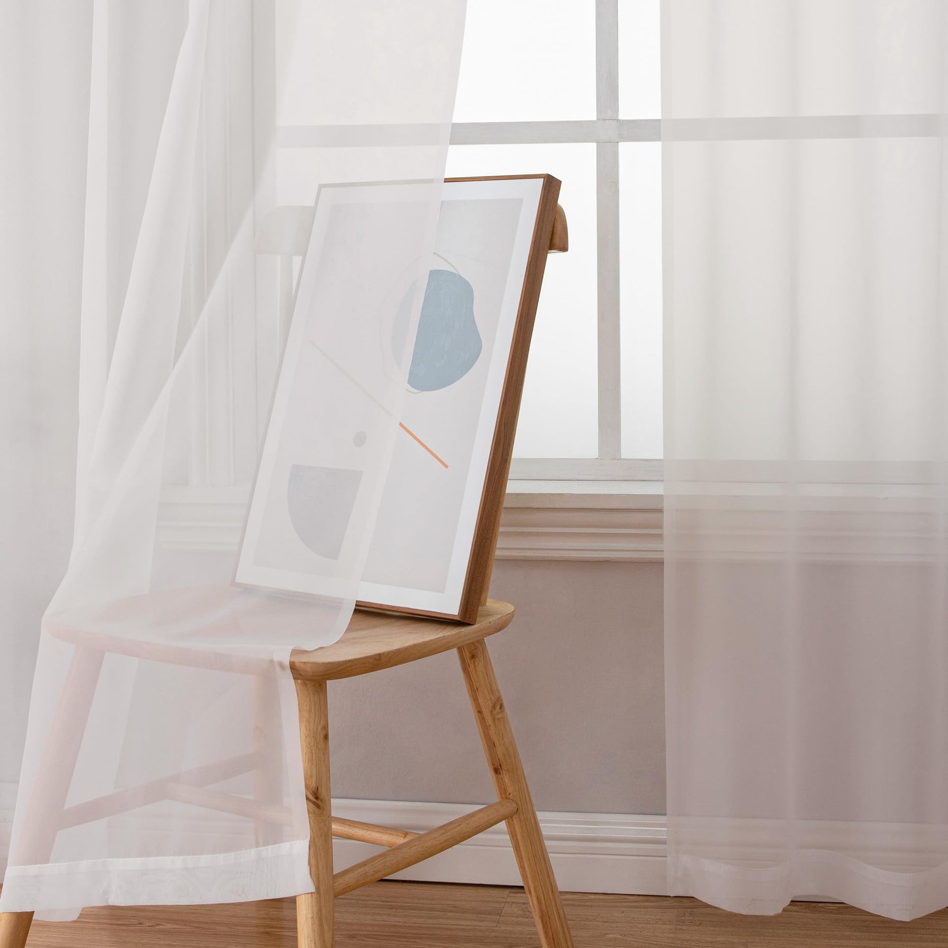 Ivory Sheer Curtains 108 Inch Long 2 Panels Set