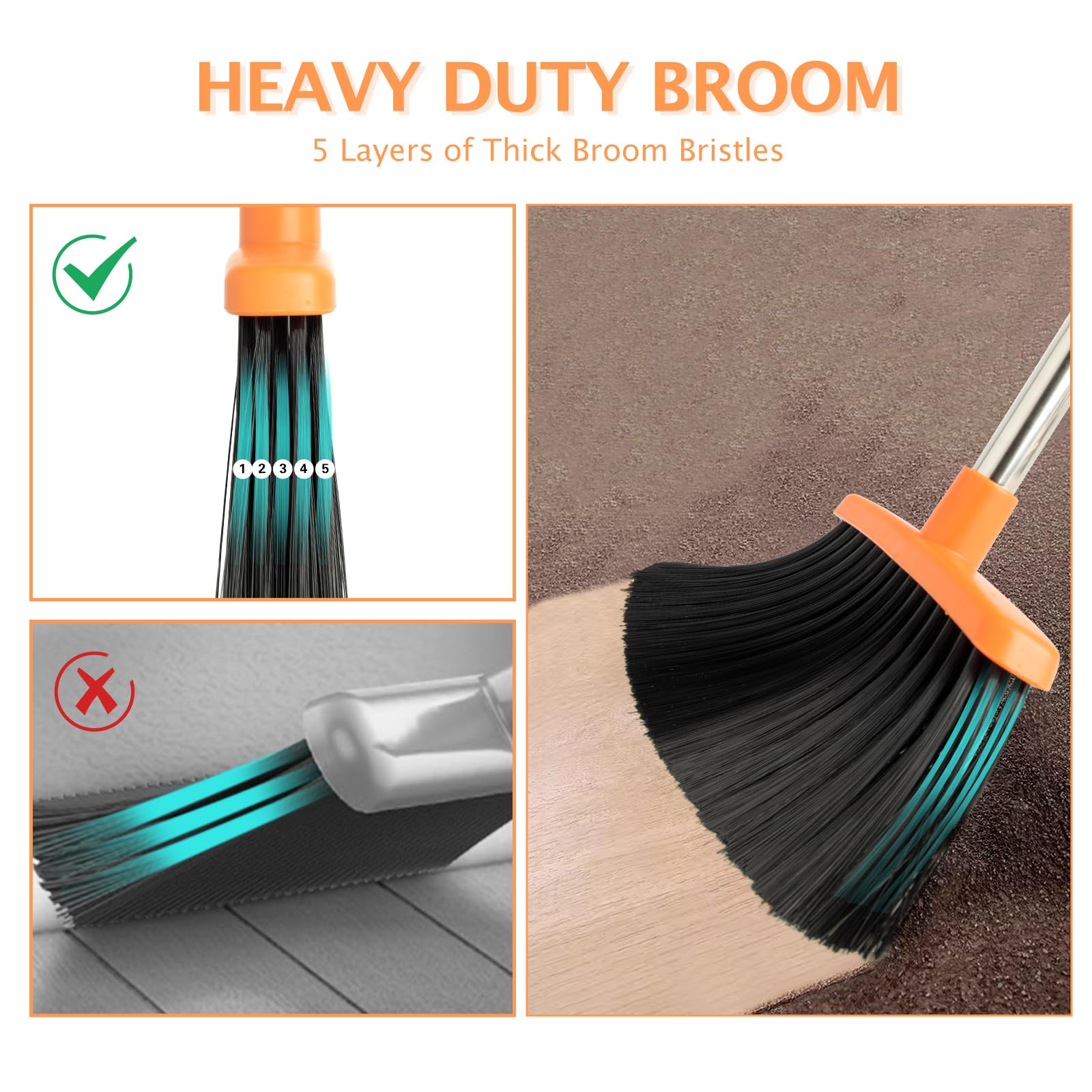 2 Pack Broom and Dustpan Combo Set (2 Count)