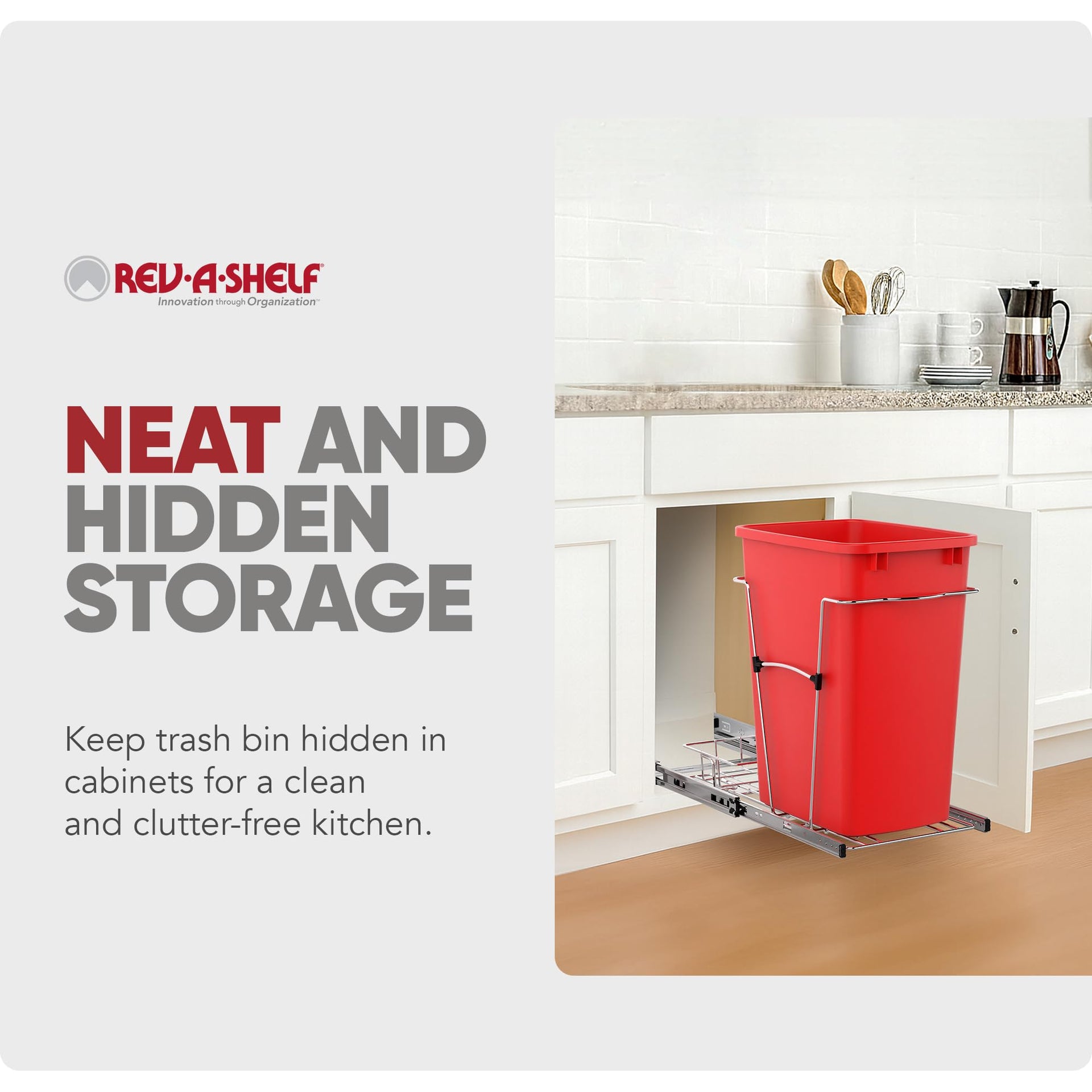 Pullout Trash Can for Kitchen Cabinets 35 Qt Garbage Waste Recyling Bin with Full Extension Slides