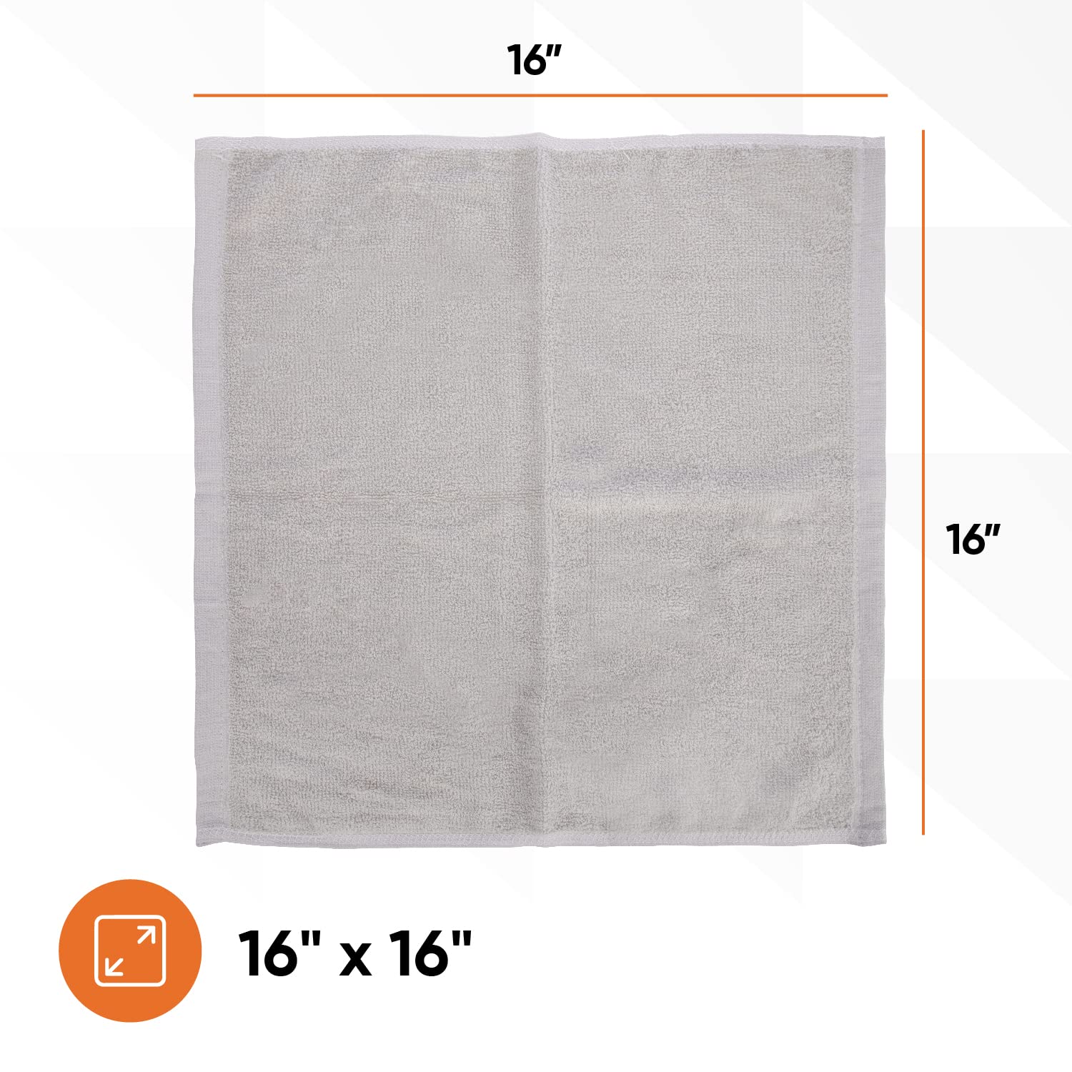 Cotton Terry Washcloths Grey Towels 100% Cotton Cleaning Cloth 16" Rags Wash Clothes for Body and Face (24 Count) - ModHome Supplies