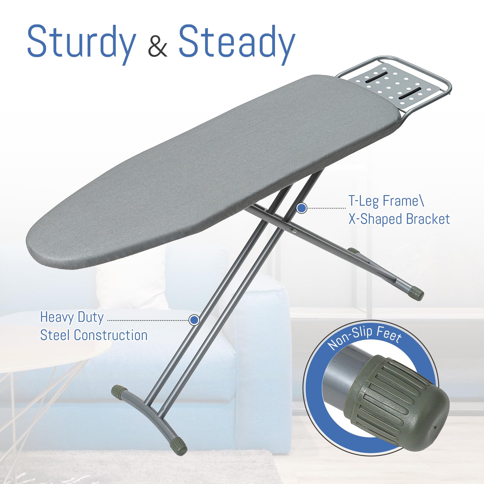 Ironing Board Full Size 43"x13" Silver Heavy Duty