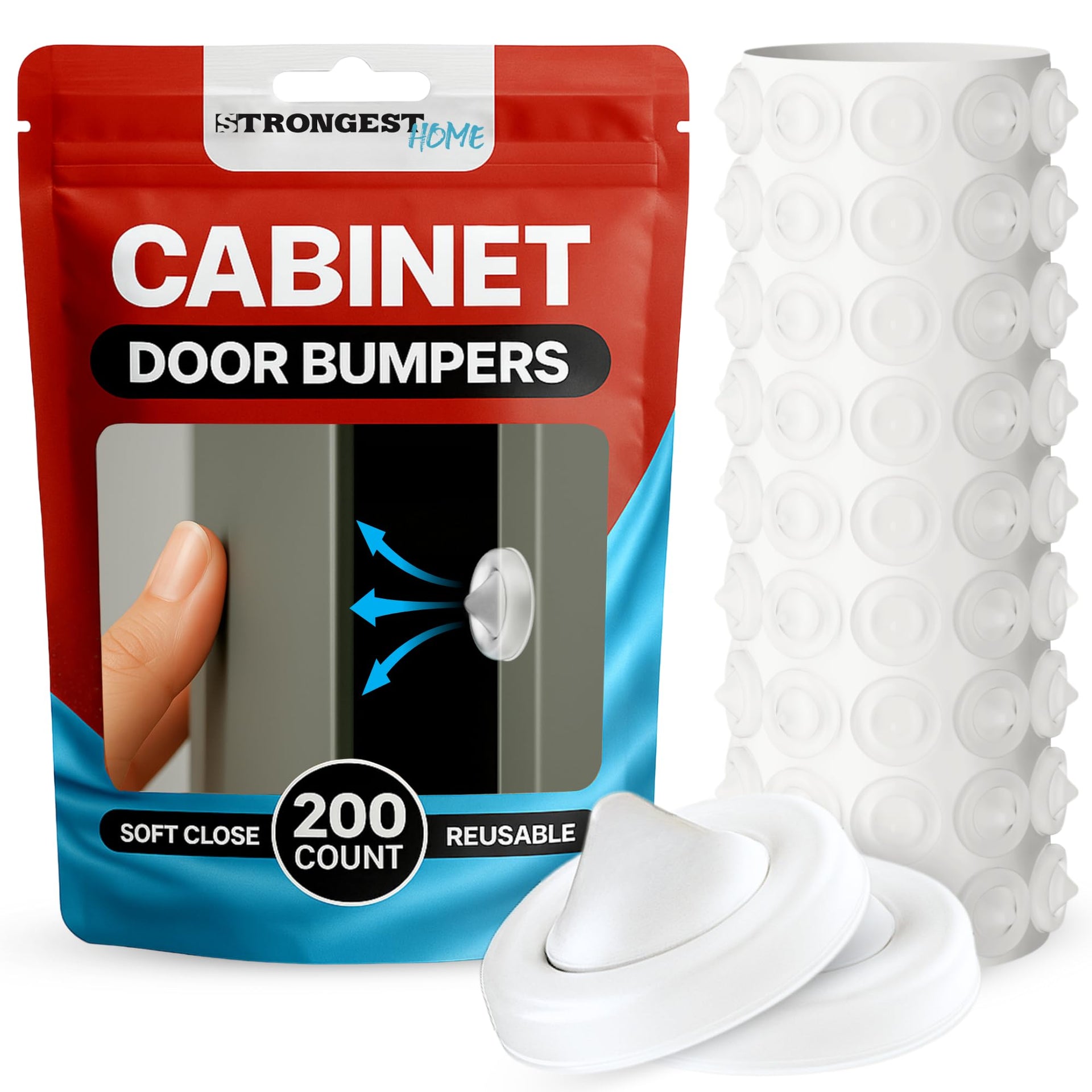 Cabinet Door Bumper 200 Pack White Rubber (200 Count)