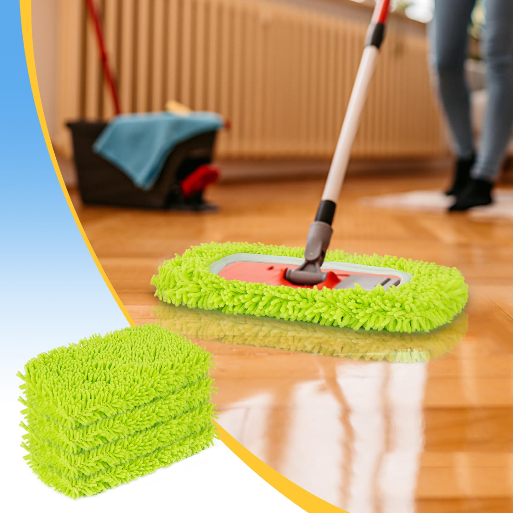Reusable Dry Sweeping Cloths Microfiber Wet Mop Pads Compatible with Swiffer Sweeper Mop Replacement Sweeping Mopping pad Refills for Hardwood Surface Floor Cleaning (6 Count)