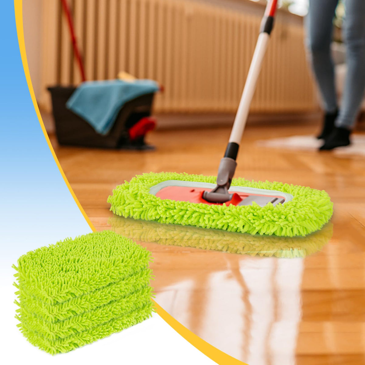 Reusable Dry Sweeping Cloths Microfiber Wet Mop Pads Compatible with Swiffer Sweeper Mop Replacement Sweeping Mopping pad Refills for Hardwood Surface Floor Cleaning (6 Count)