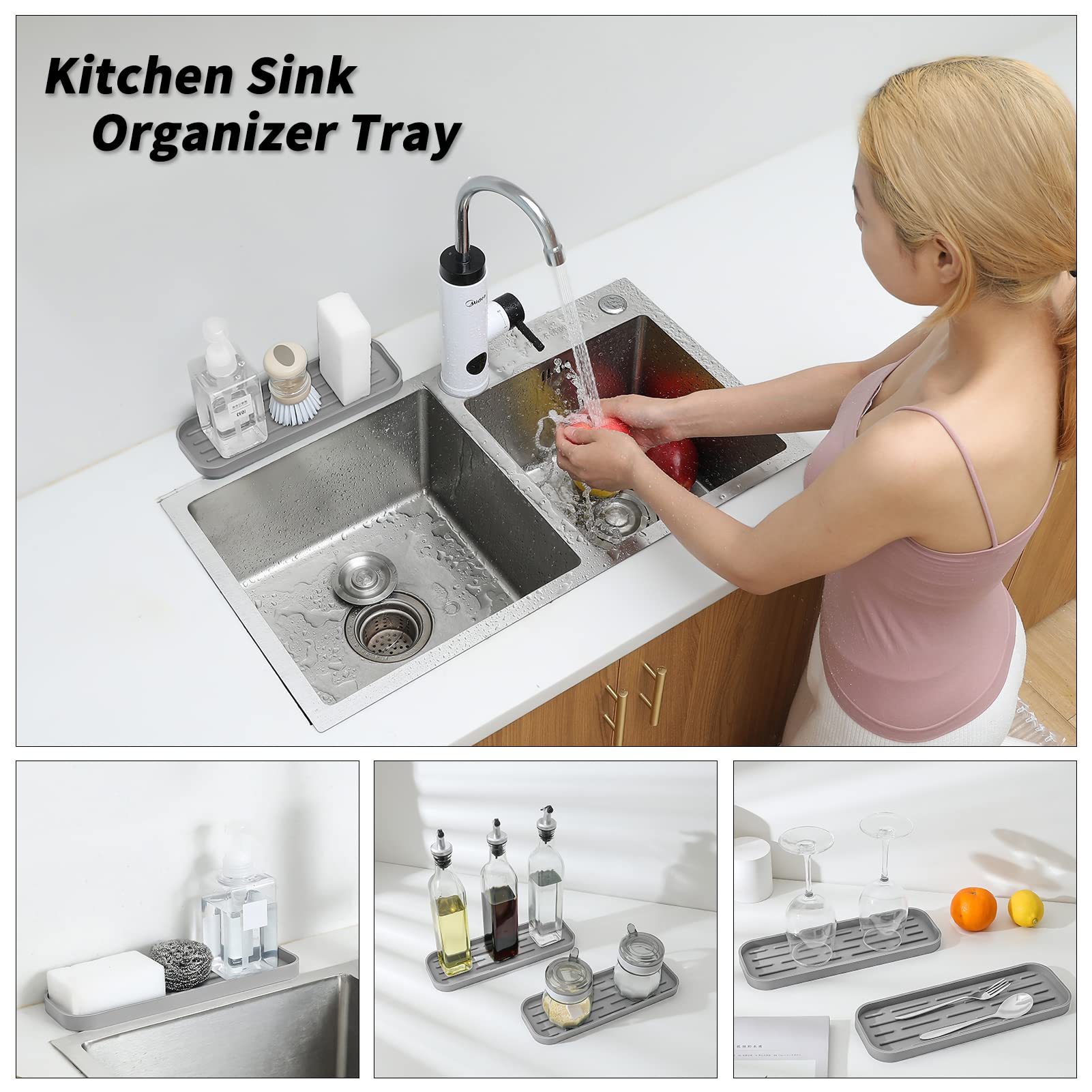 Silicone Kitchen Sink Organizer Tray for Multiple Usage